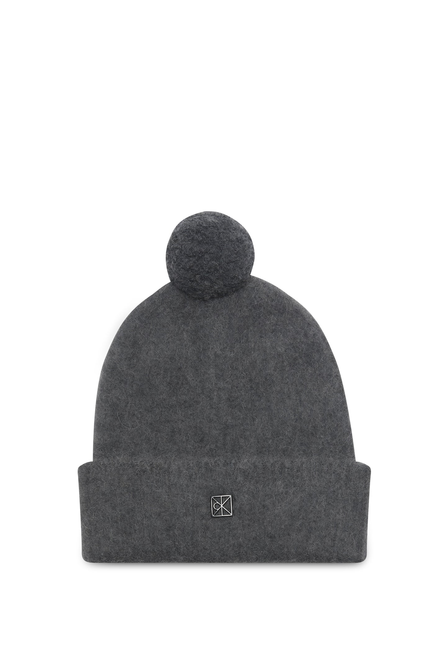 EMBLEM BRUSHED POMPO HAT DARK GREY 2