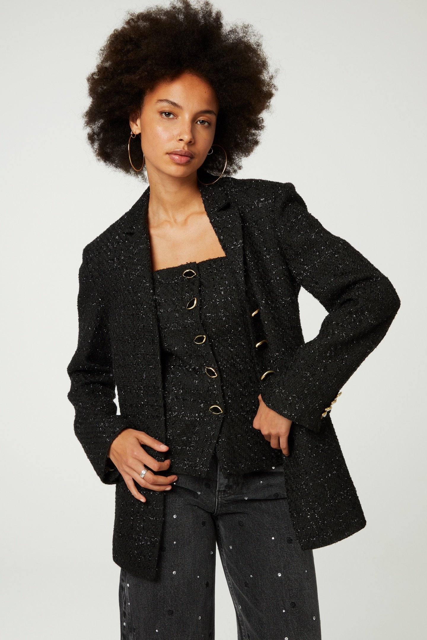 CHER TWEED BLAZER BLACK 1