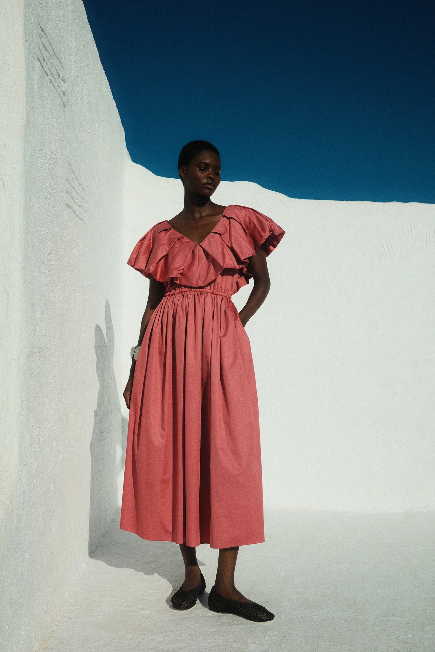 DEOS LONG DRESS POPLIN ROSEWINE 5