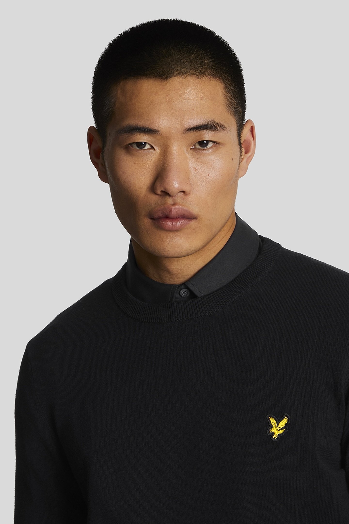 COTTON CREW NECK JUMPER JET BLACK 1