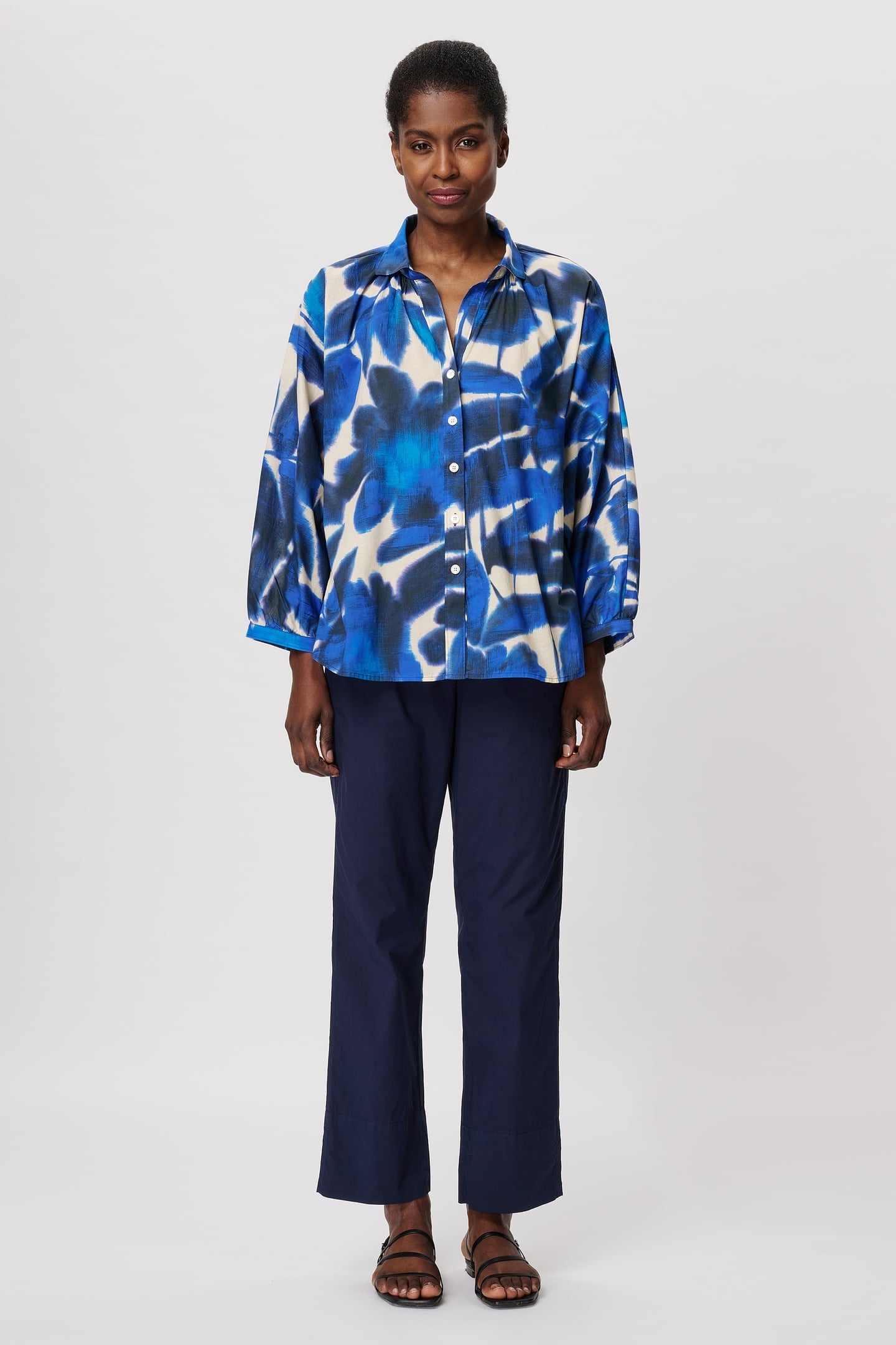 COTTON VOILE PRINT BLOUSE CORNFLOWER 2