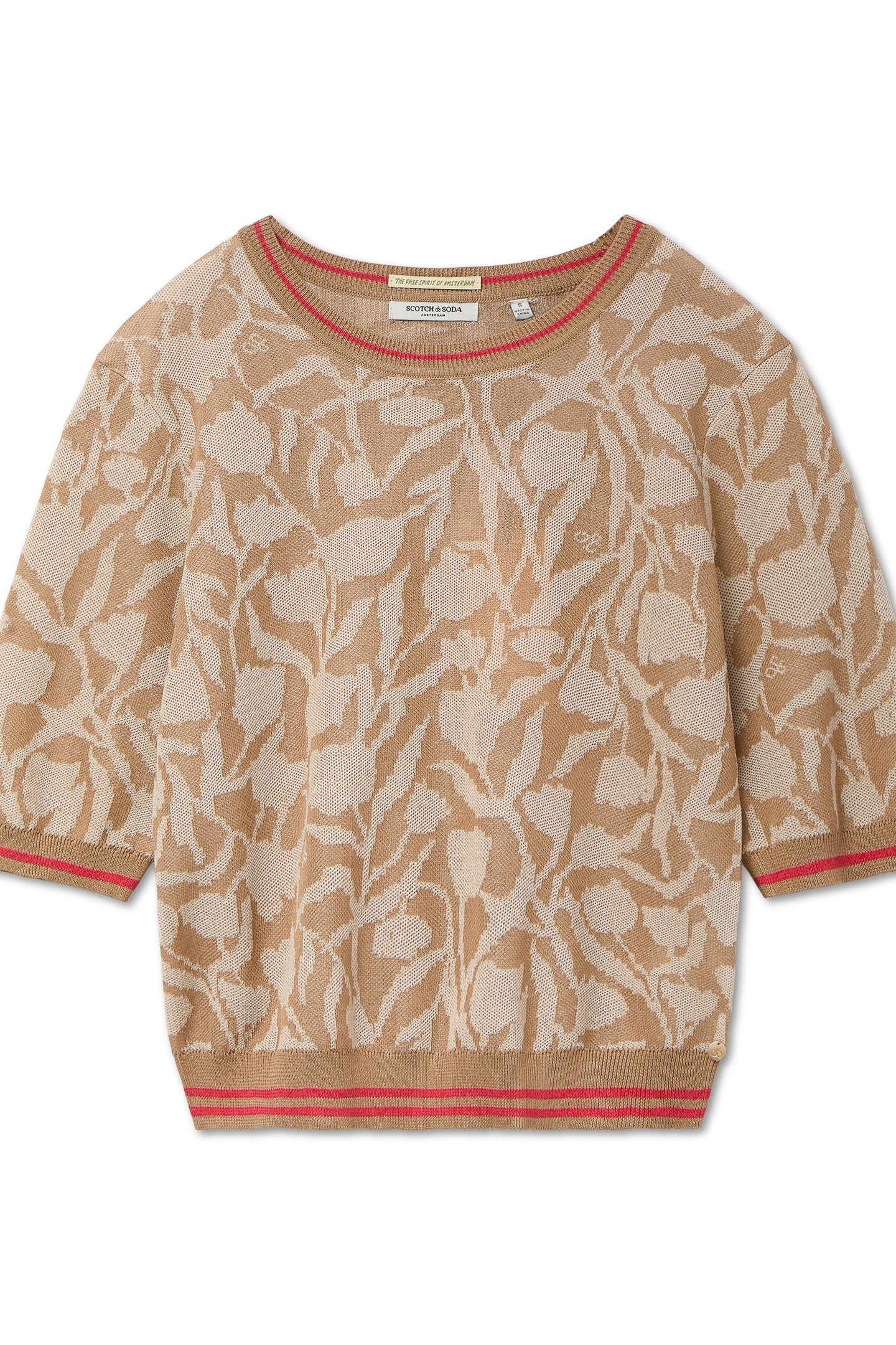 CREW NECK TEE OATMEAL HEATHER TULIPS 6