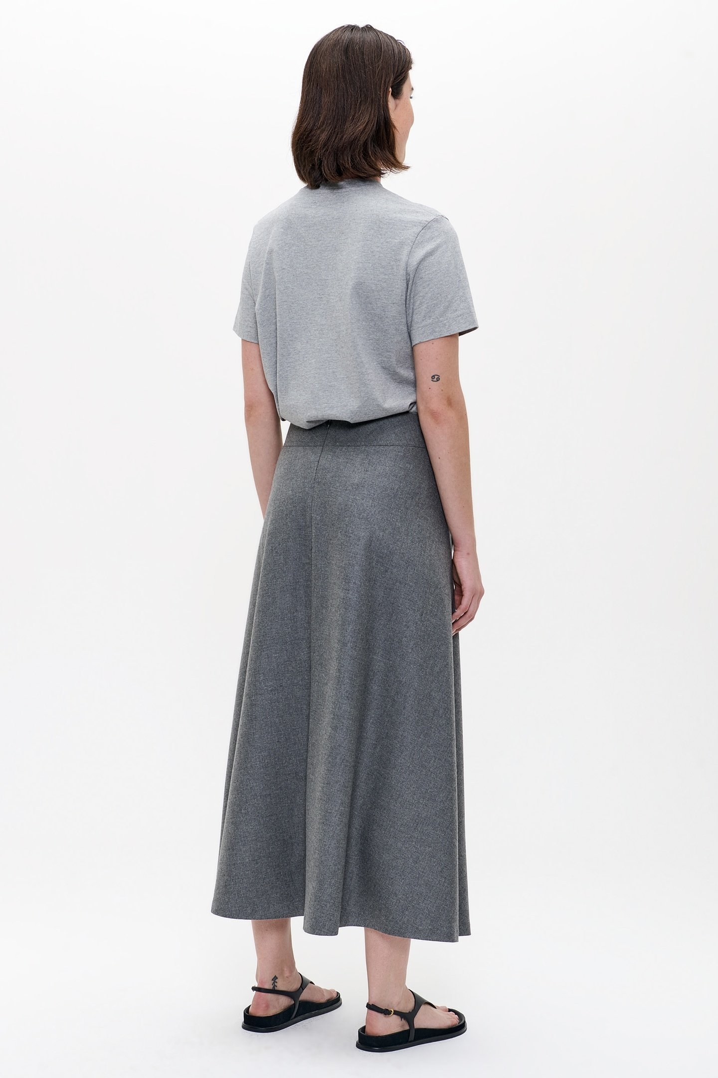 WOOL MIX LONG SKIRT GREY MELANGE 3
