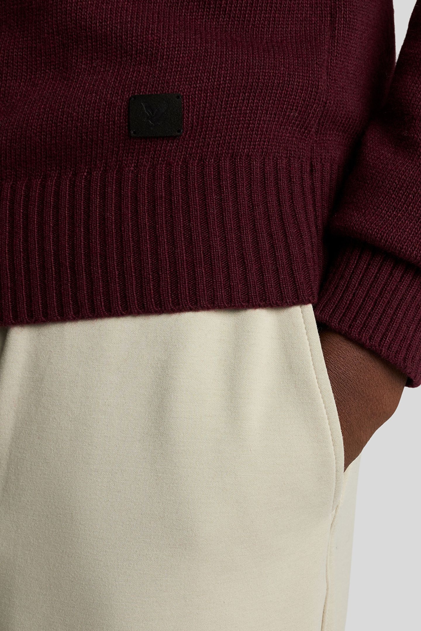 SADDLE SLEEVE CREW NECK JUMPER BURGUNDY HEATHER 6