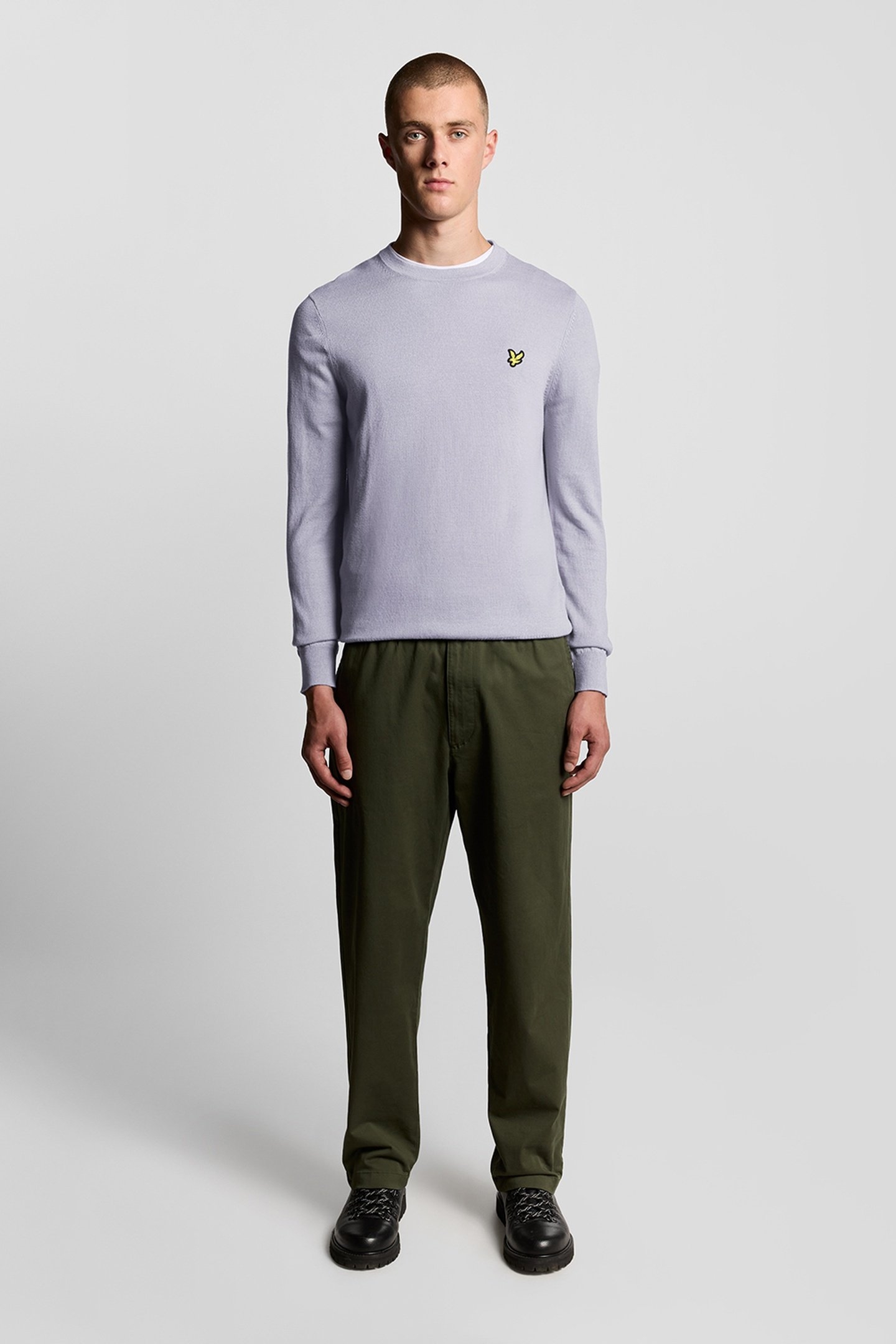 COTTON MERINO CREW NECK JUMPER ASH LILAC 1