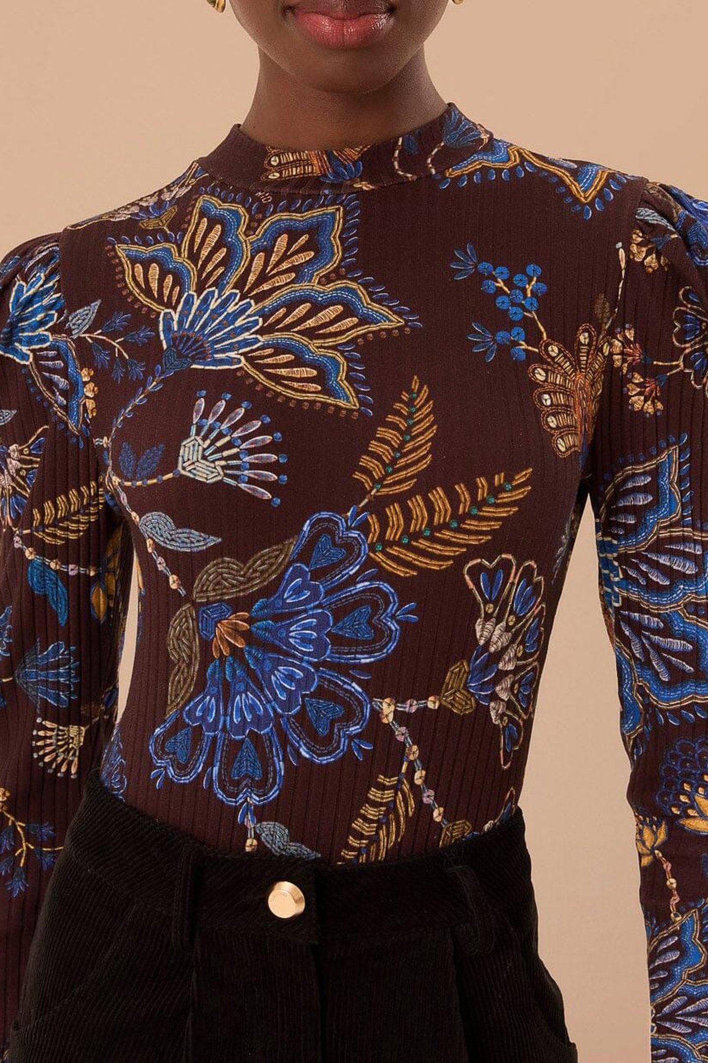 EMBROIDERED GARDEN BROWN BODYSUIT 4