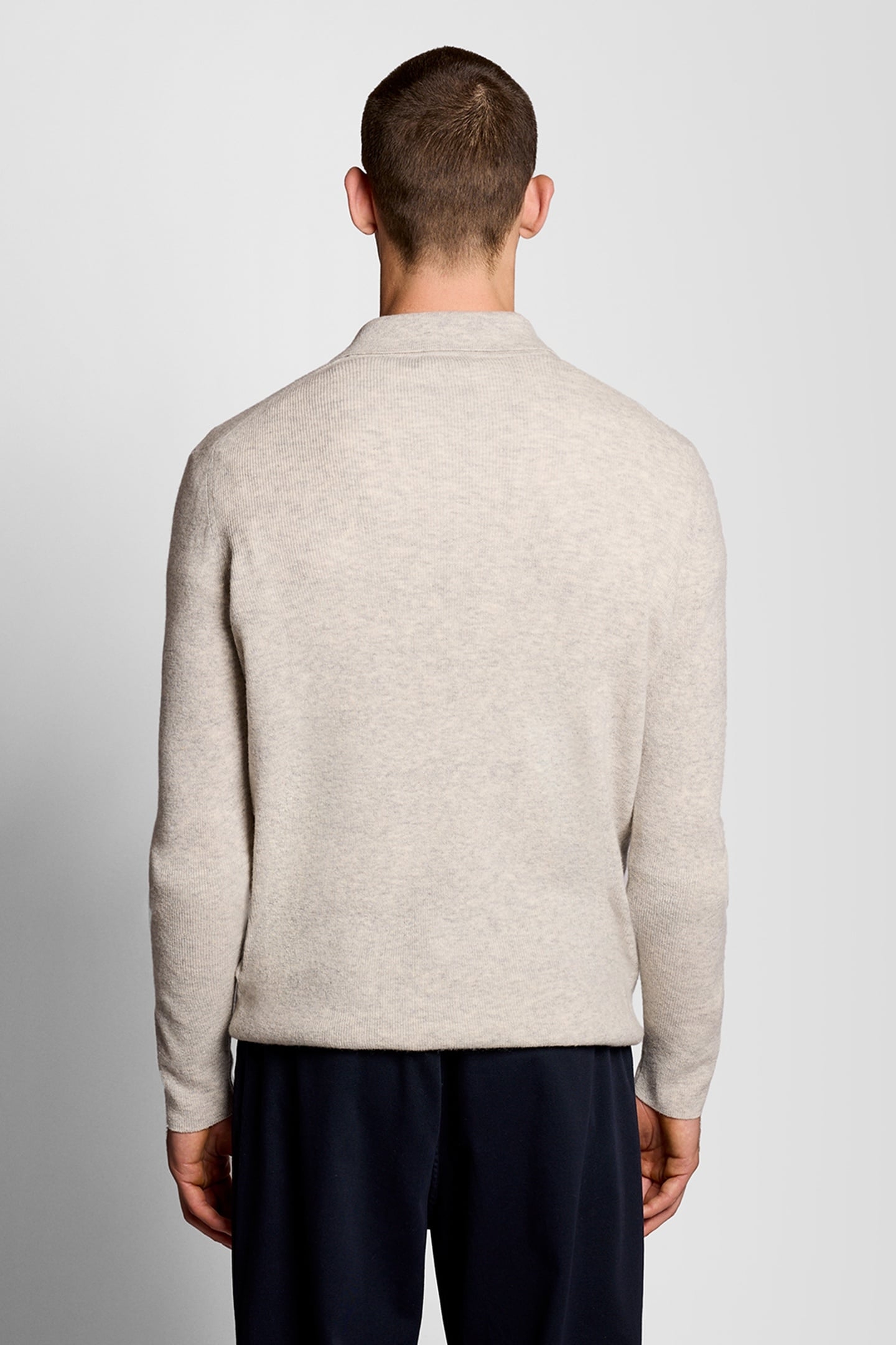LAMBSWOOL BLEND RUGBY JUMPER LIGHT GREY MARL 3
