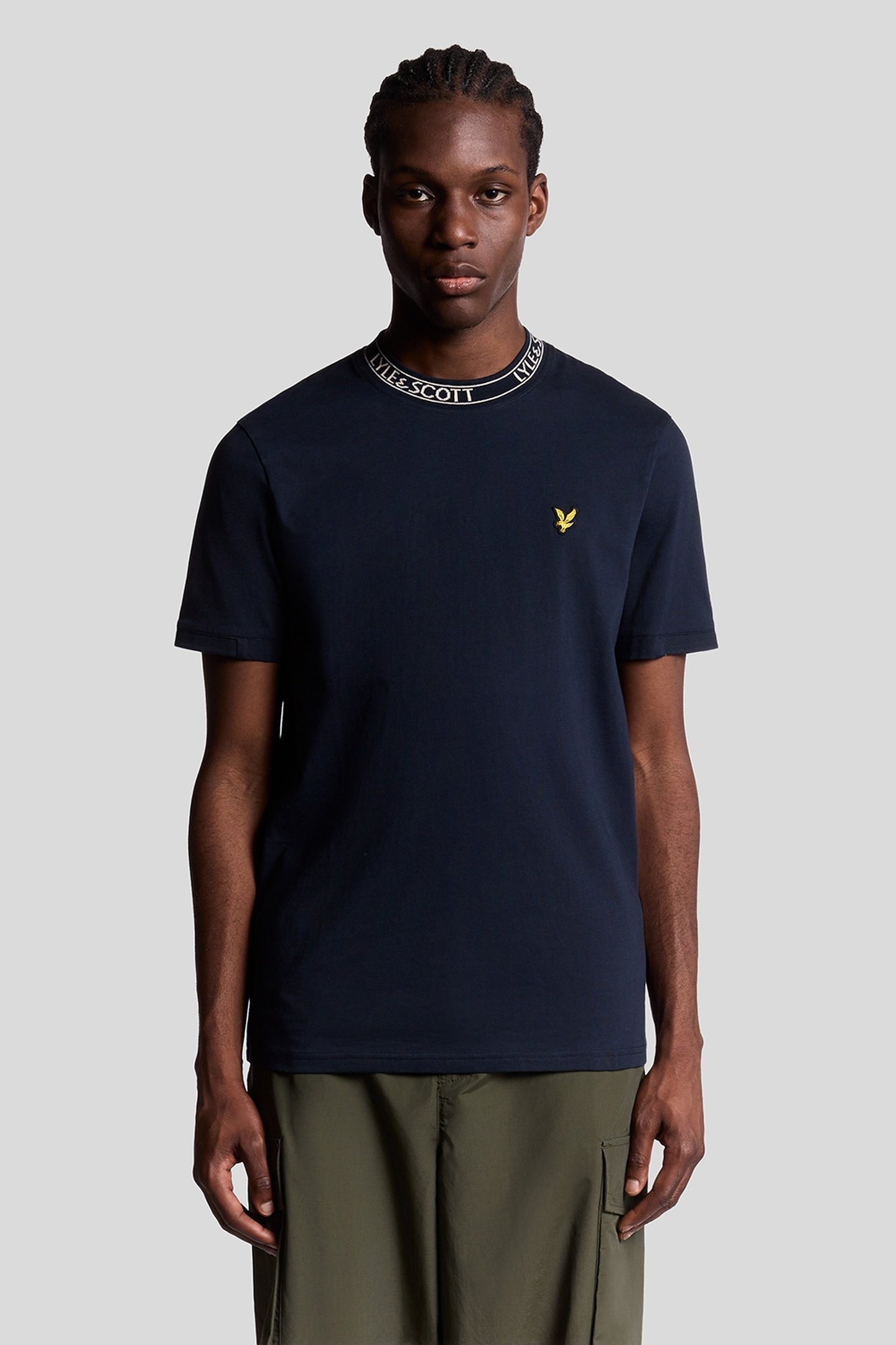 LOGO RIBBED T-SHIRT DARK NAVY/BONE WHITE 1