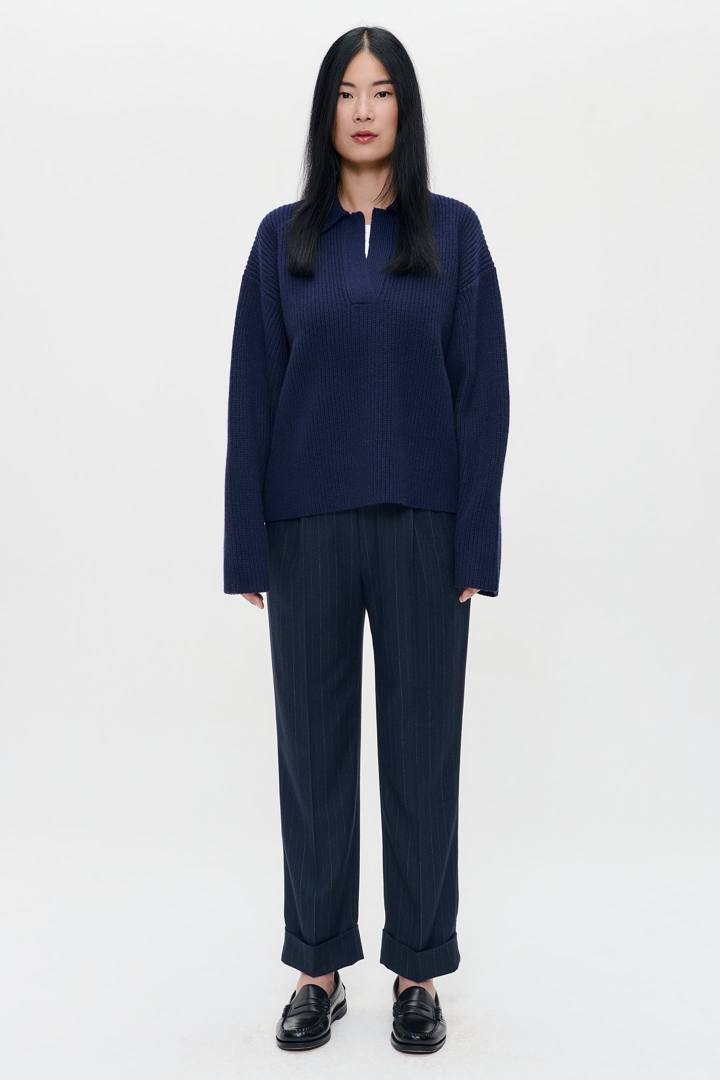 MERINO BOXY POLO DEEP BLUE 2