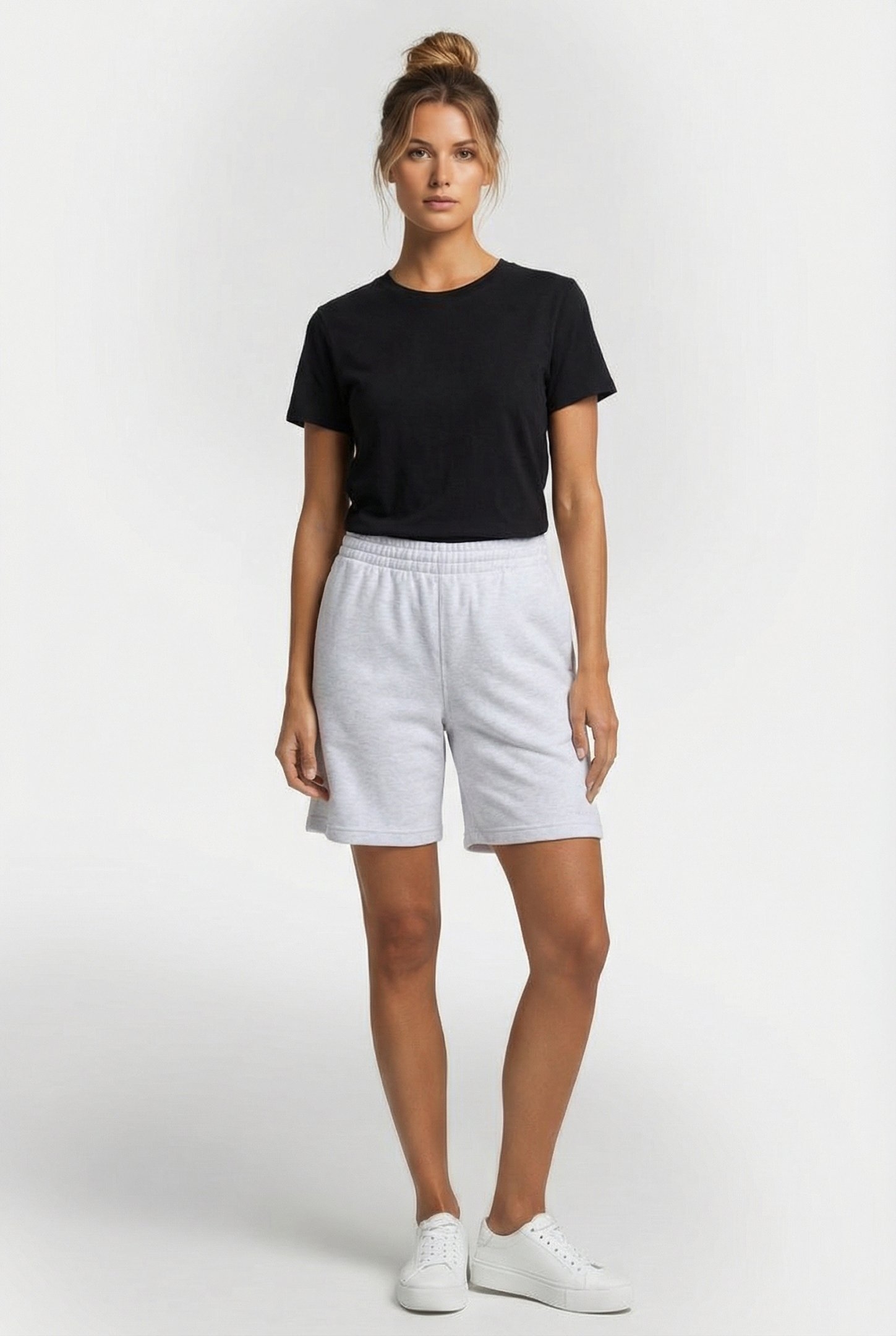 ELEVATED DOUBLE KNIT RELAXED SHORT WHITE HEATHER 1