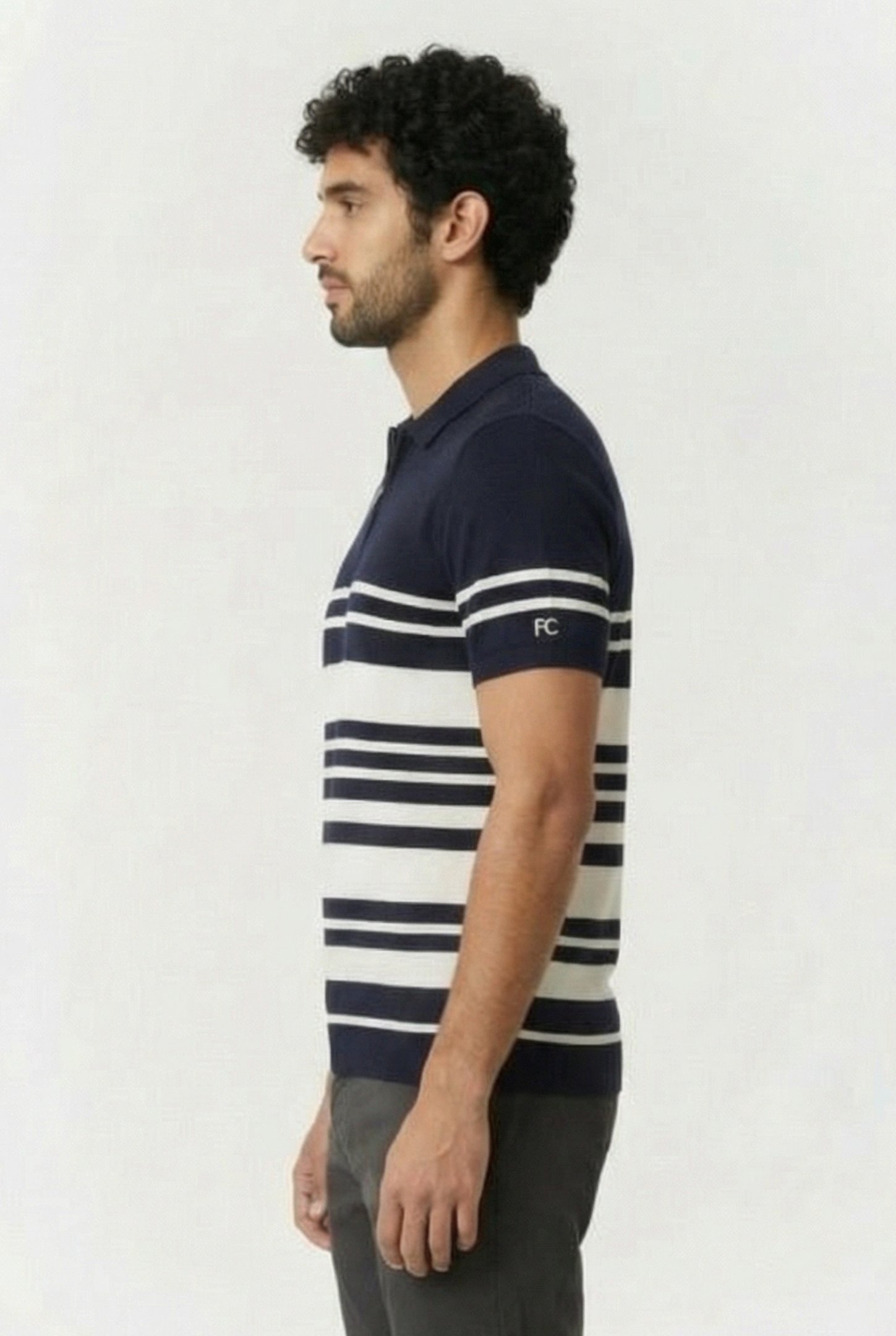 LUX STRIPE POLO SHORT SLEEVE MARINE/ECRU 3