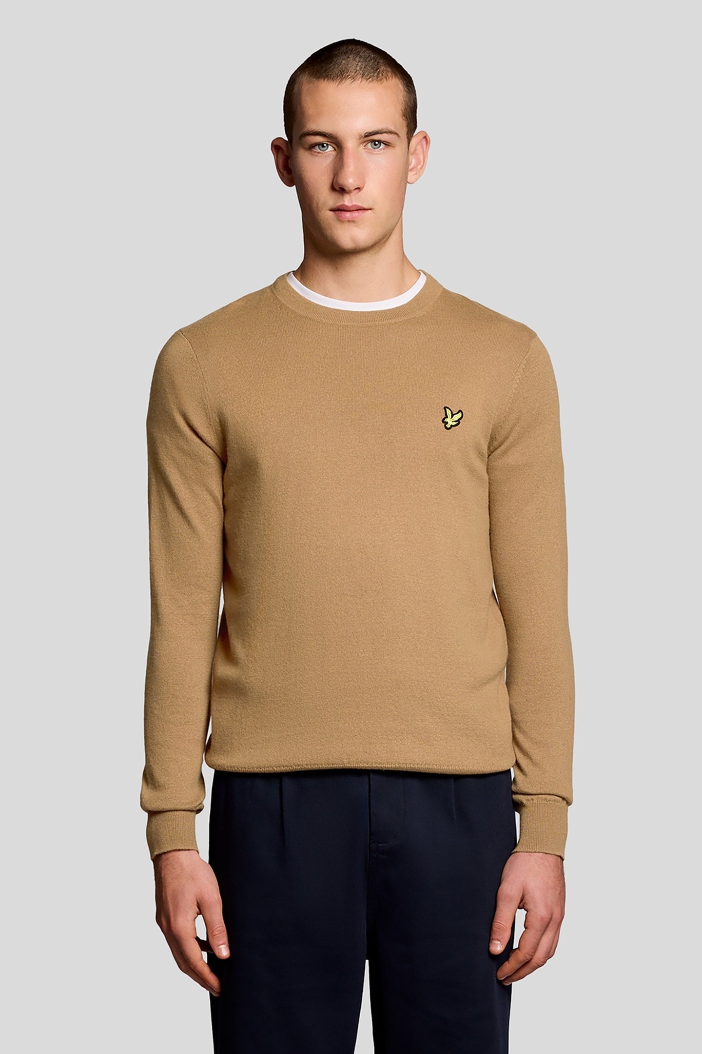 COTTON MERINO CREW NECK JUMPER TIGERS EYE 2