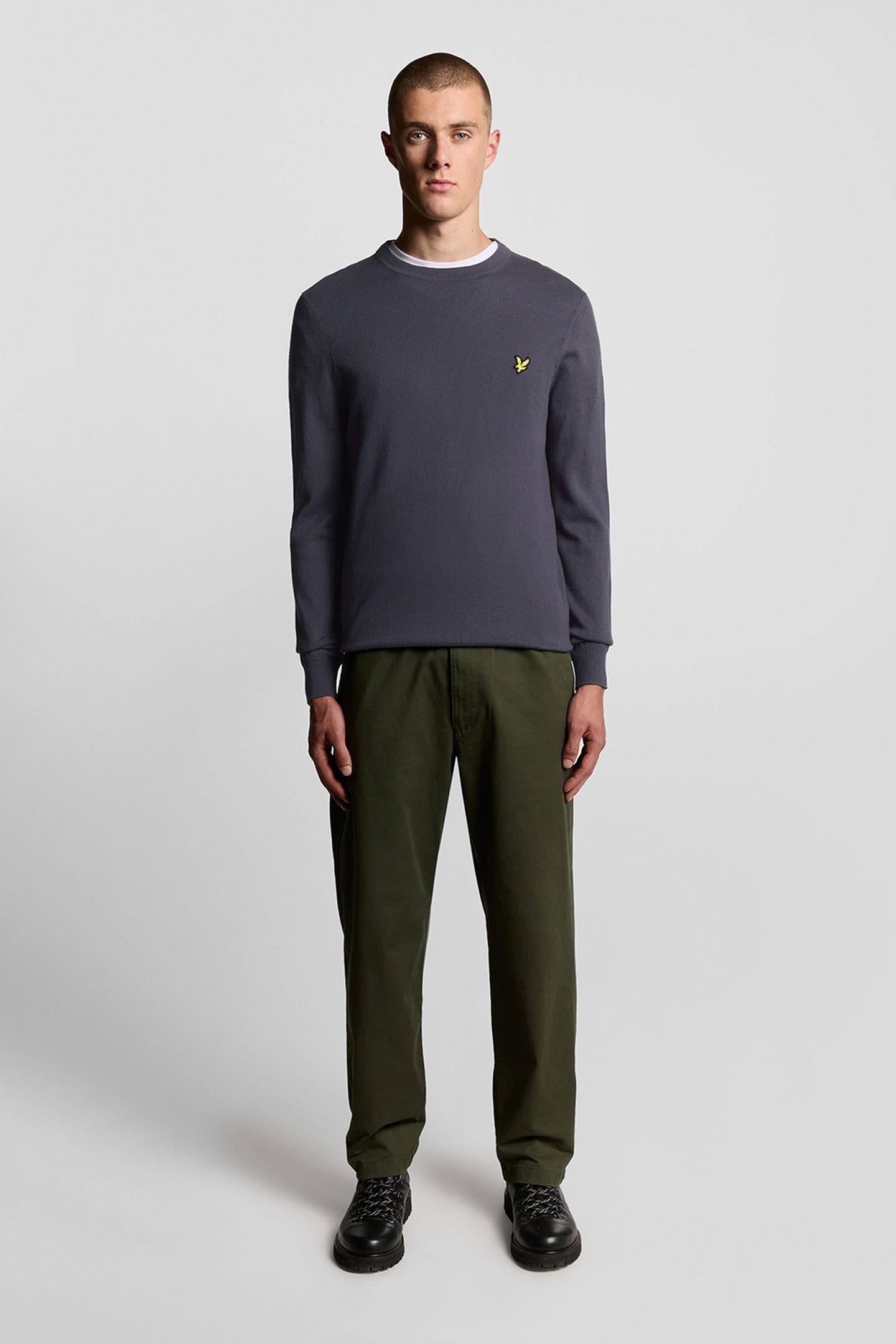 COTTON MERINO CREW NECK JUMPER GRAYSTONE 1