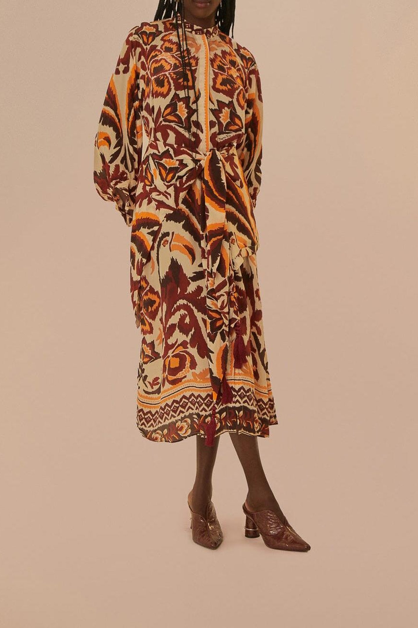 TOUCANS SCARF CREAM MAXI DRESS 1