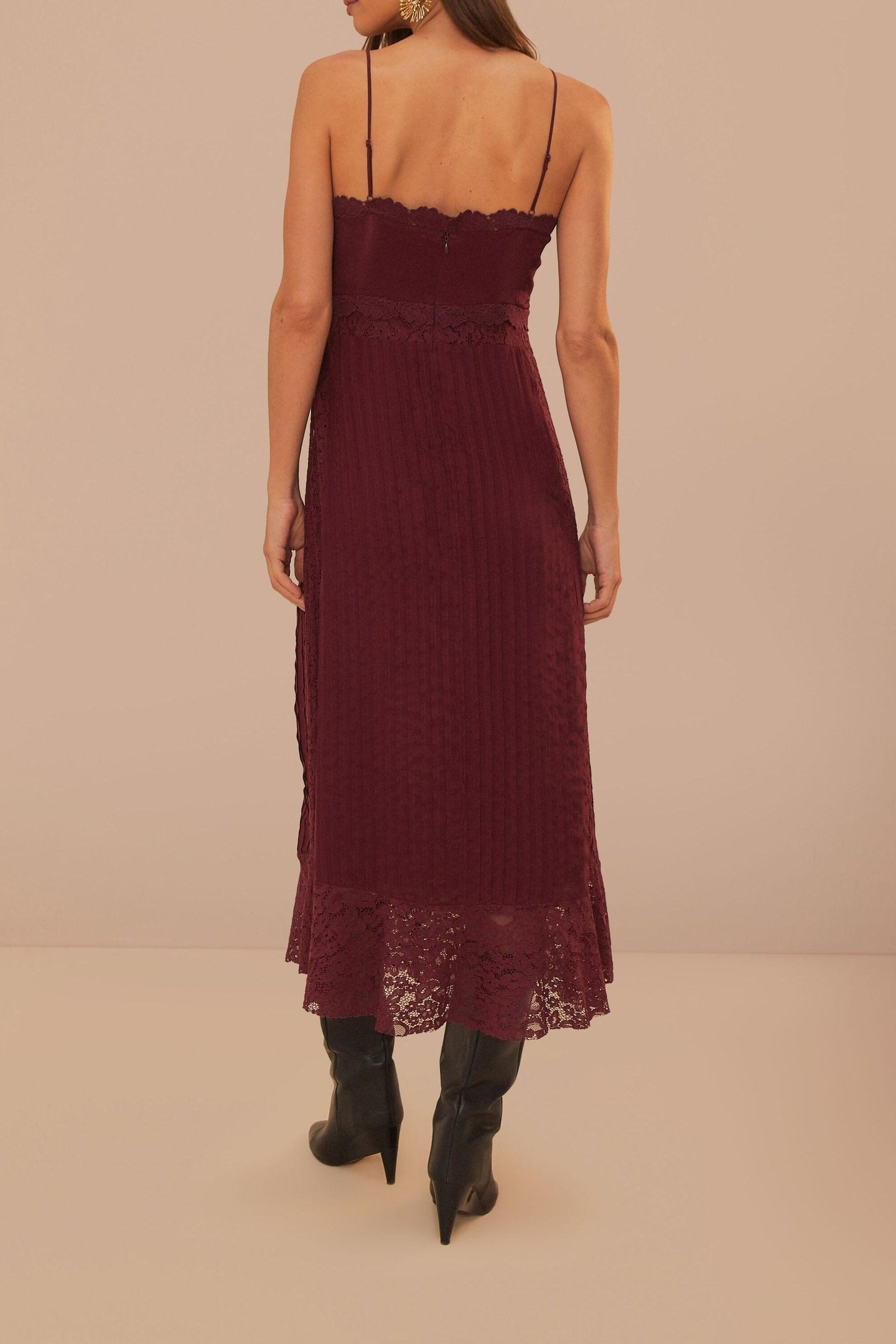 PURPLE LACE SLEEVELESS MIDI DRESS 4