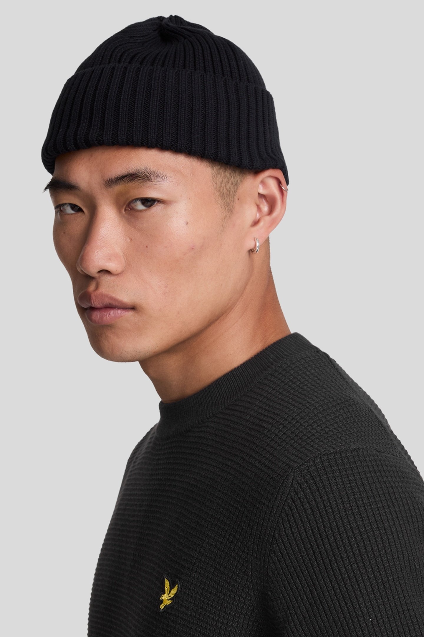 GRID KNIT CREW NECK JUMPER JET BLACK 5
