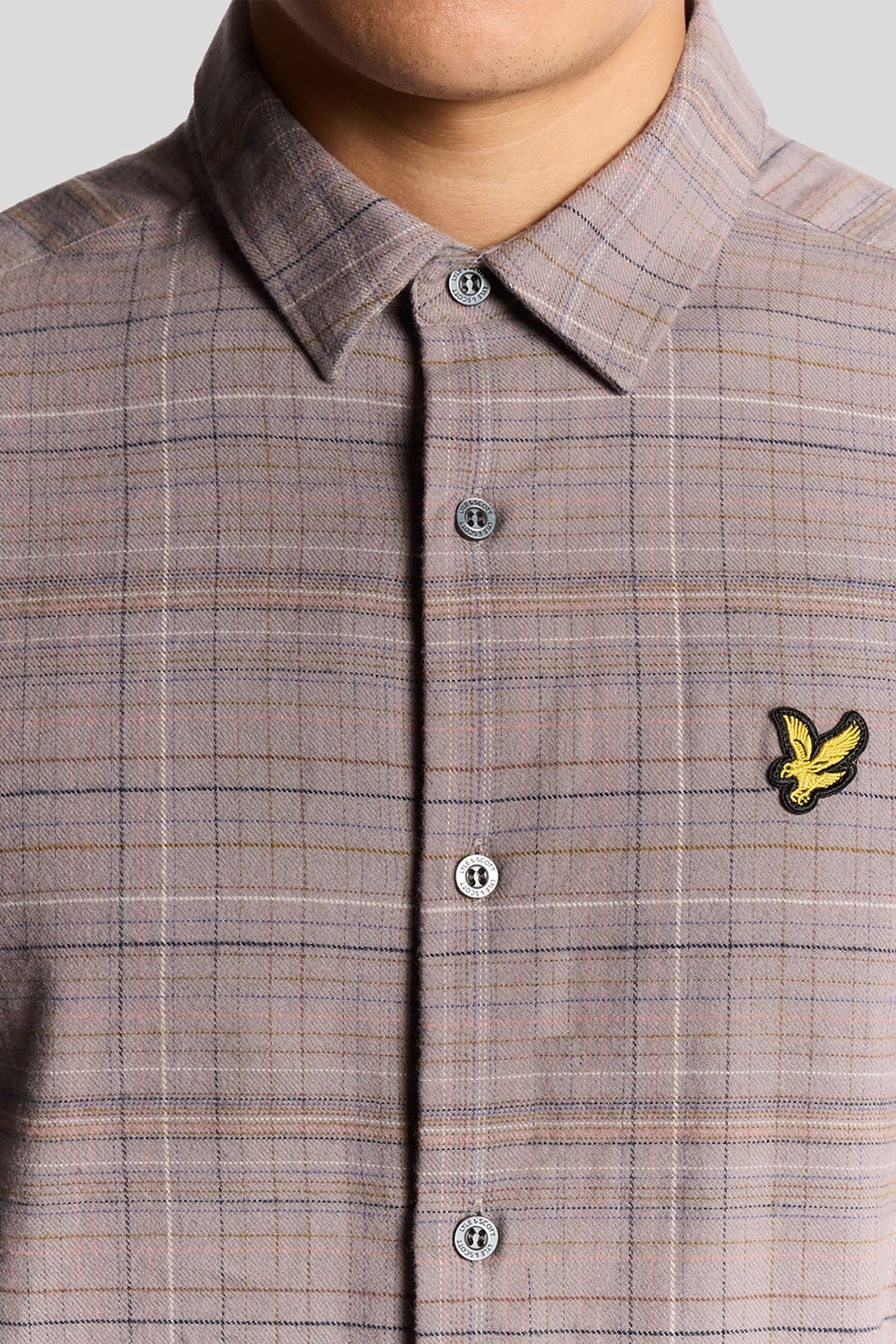 CHECKED FLANNEL SHIRT GULL GREY/BOTTLE BROWN 5