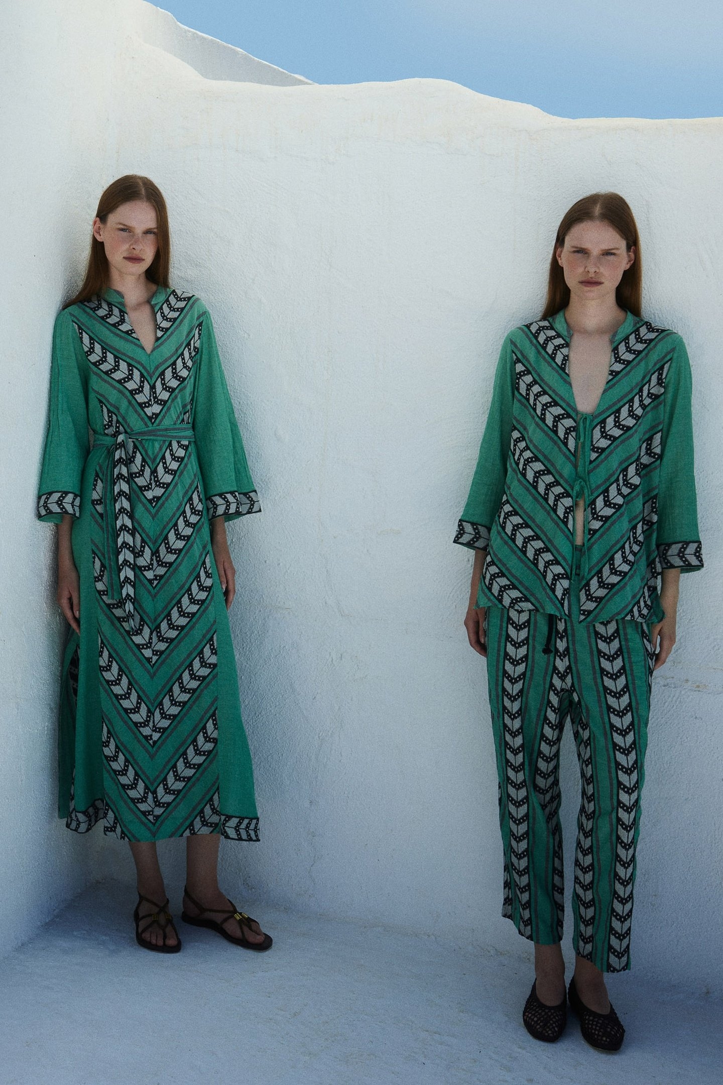 NEW LONG DRESS JACQUARD GREEN BLACK 5