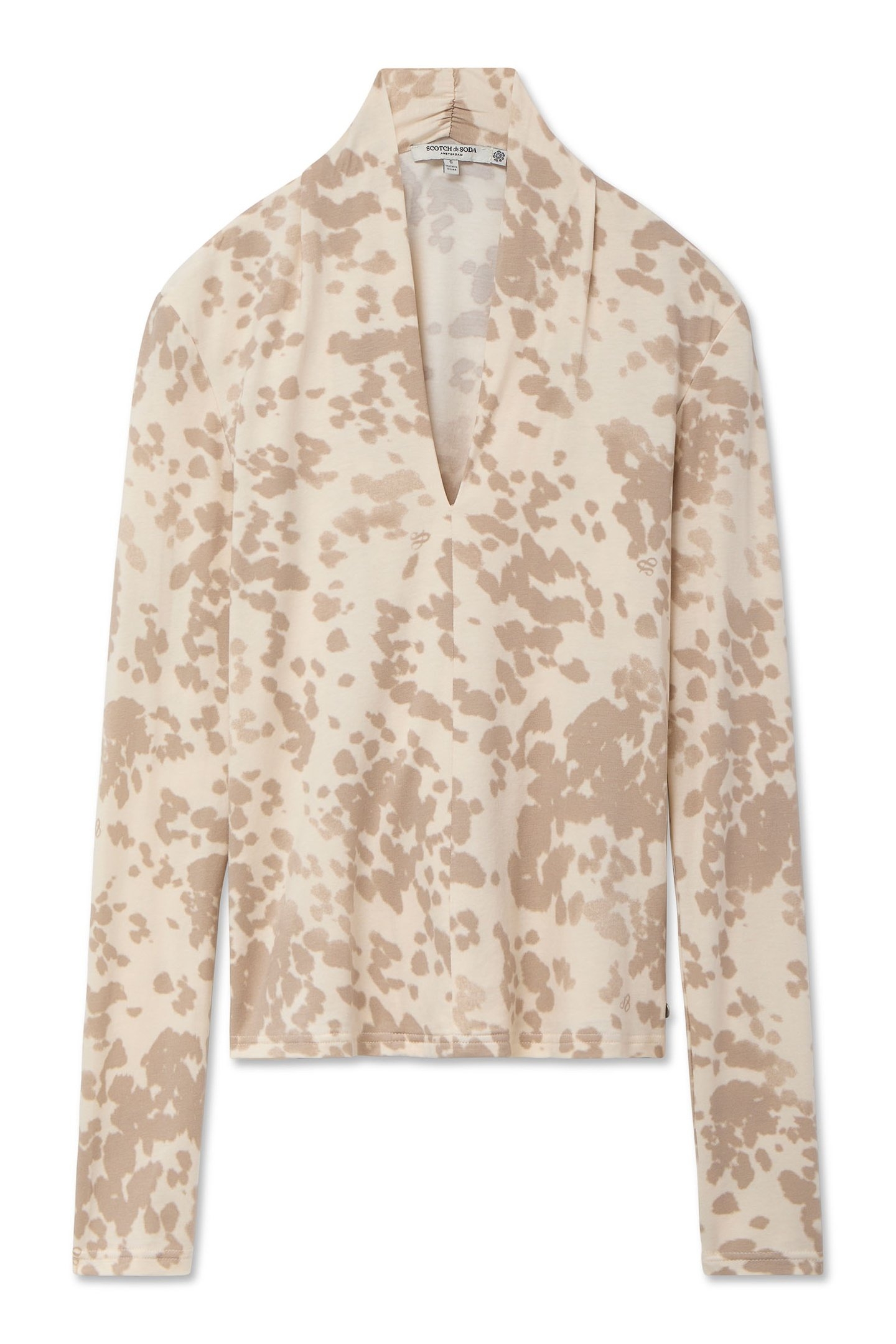 LONG SLEEVE KNIT TOP WHITECAP GRAY COW PRINT 7