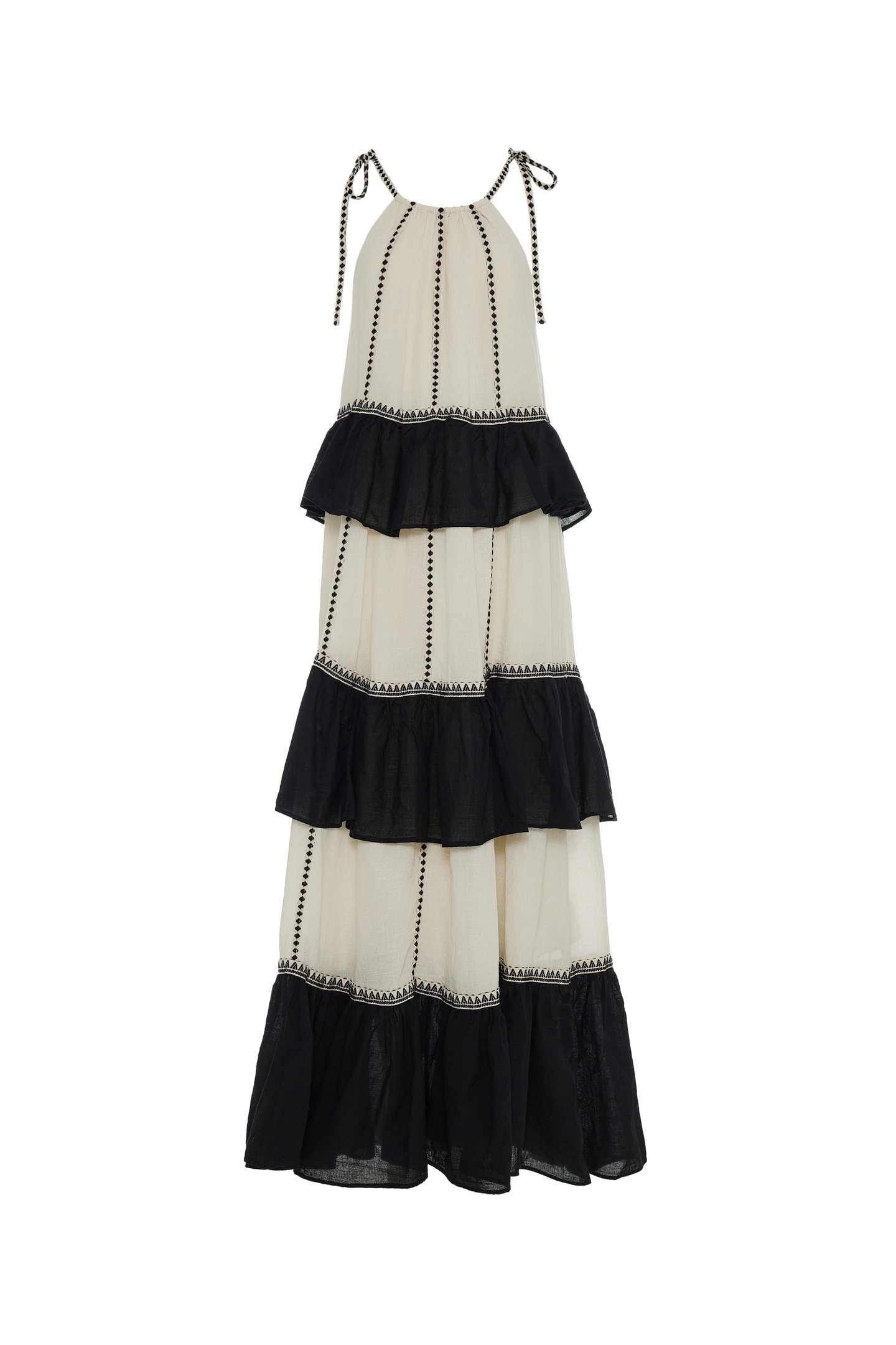 KLEIO LONG DRESS GAZE BLACK OFFWH 3