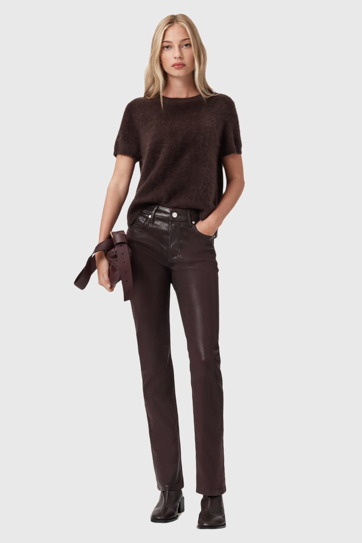 HALDAN COATED JEAN BURGUNDY RED 1