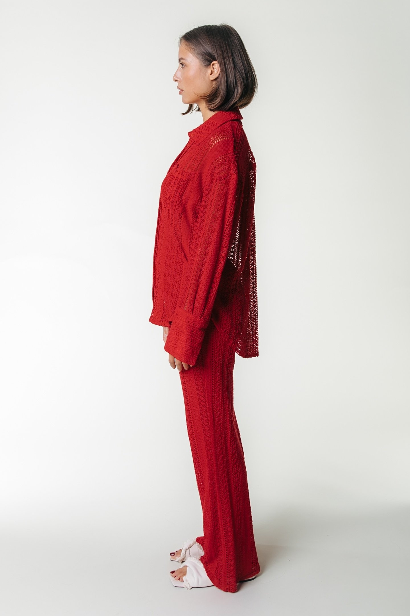 MELODY CROCHET STRAIGHT PANTS POPPY RED 3