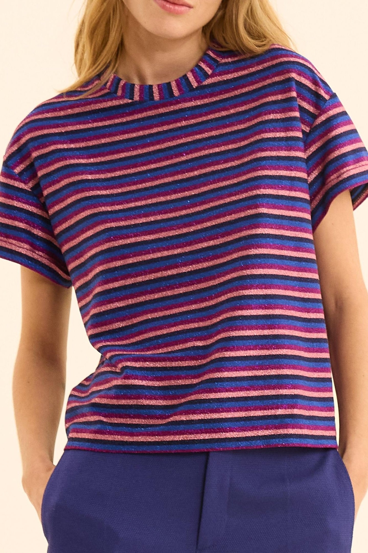 LUREX STRIPED VIOLET T-SHIRT MULTICO VIOLINE 1