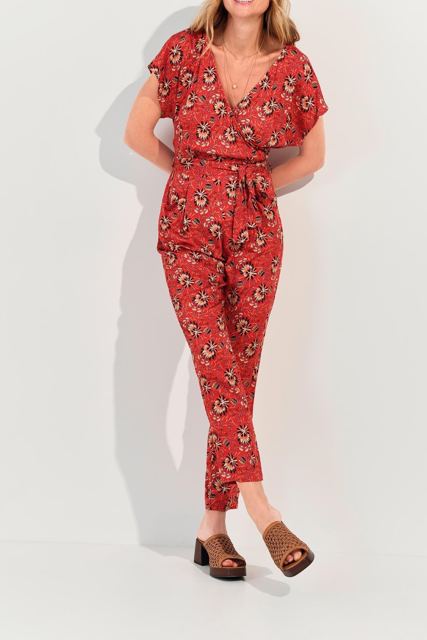 RODRIGUE - ORANGE JUMPSUIT WITH SUMMER FLORAL PRINT 1