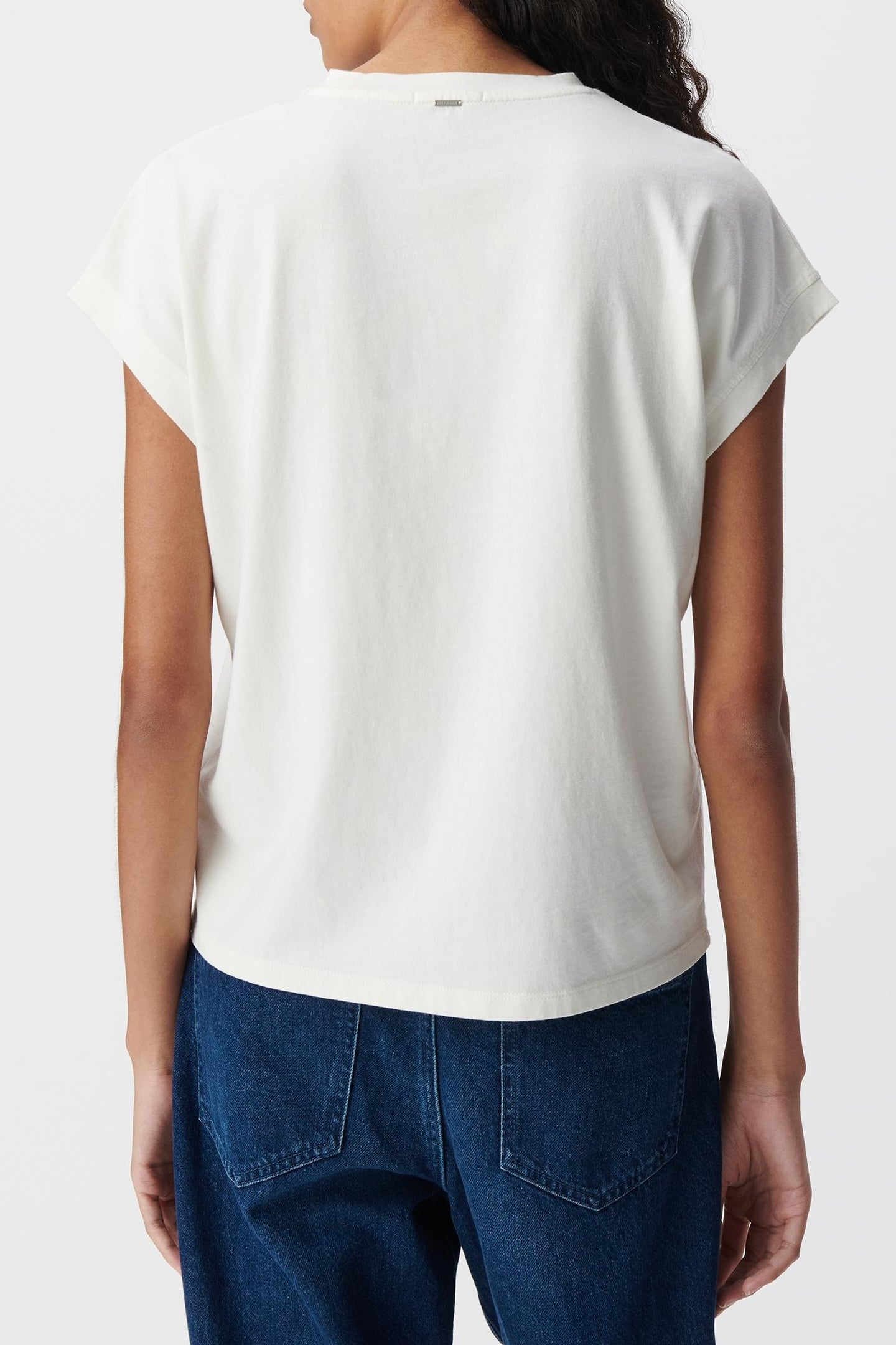 WHITE CREW NECK T-SHIRT WITH GLITTERY SLOGAN 3