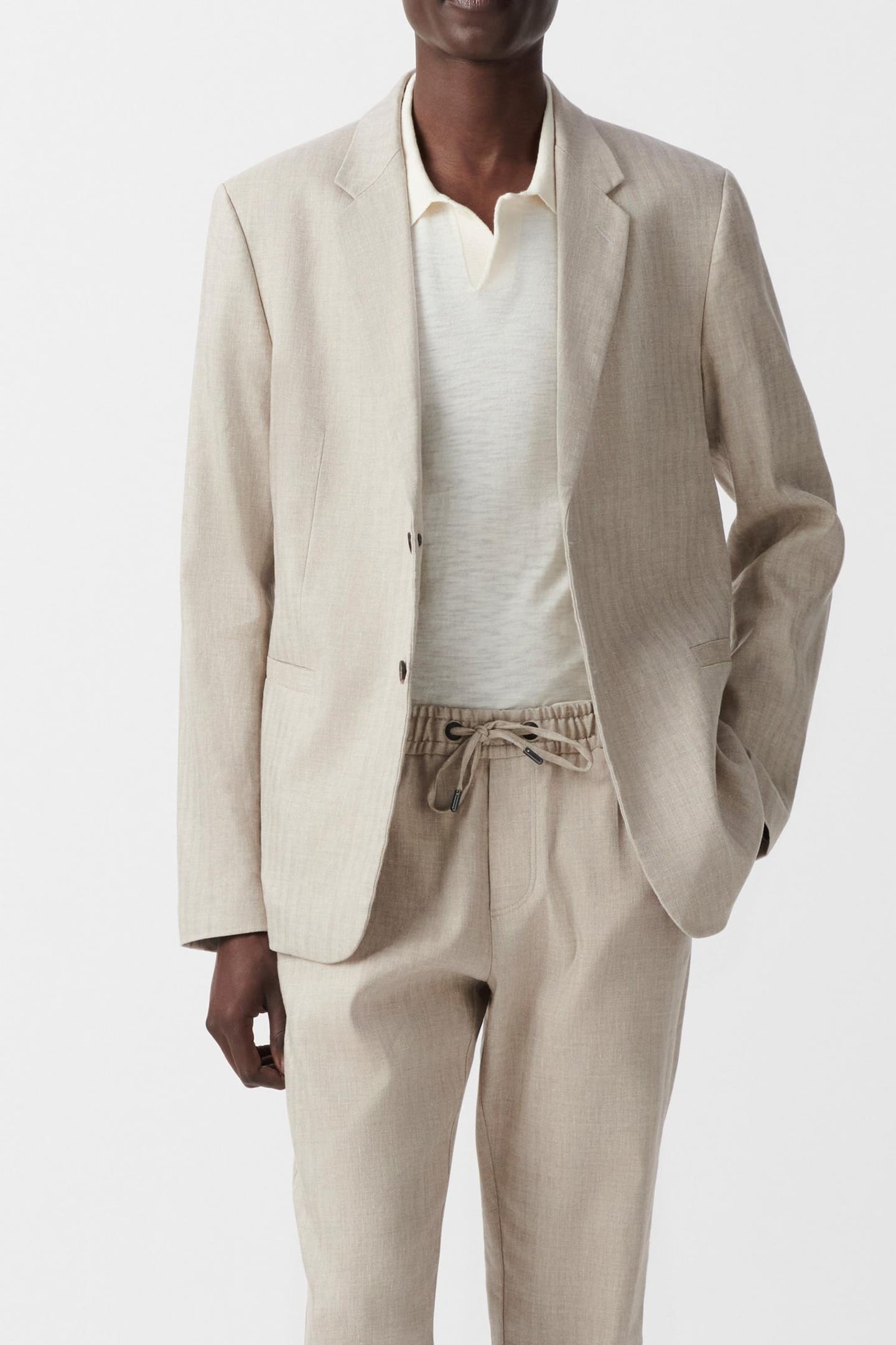 BEIGE LINEN BLEND SUIT JACKET 4