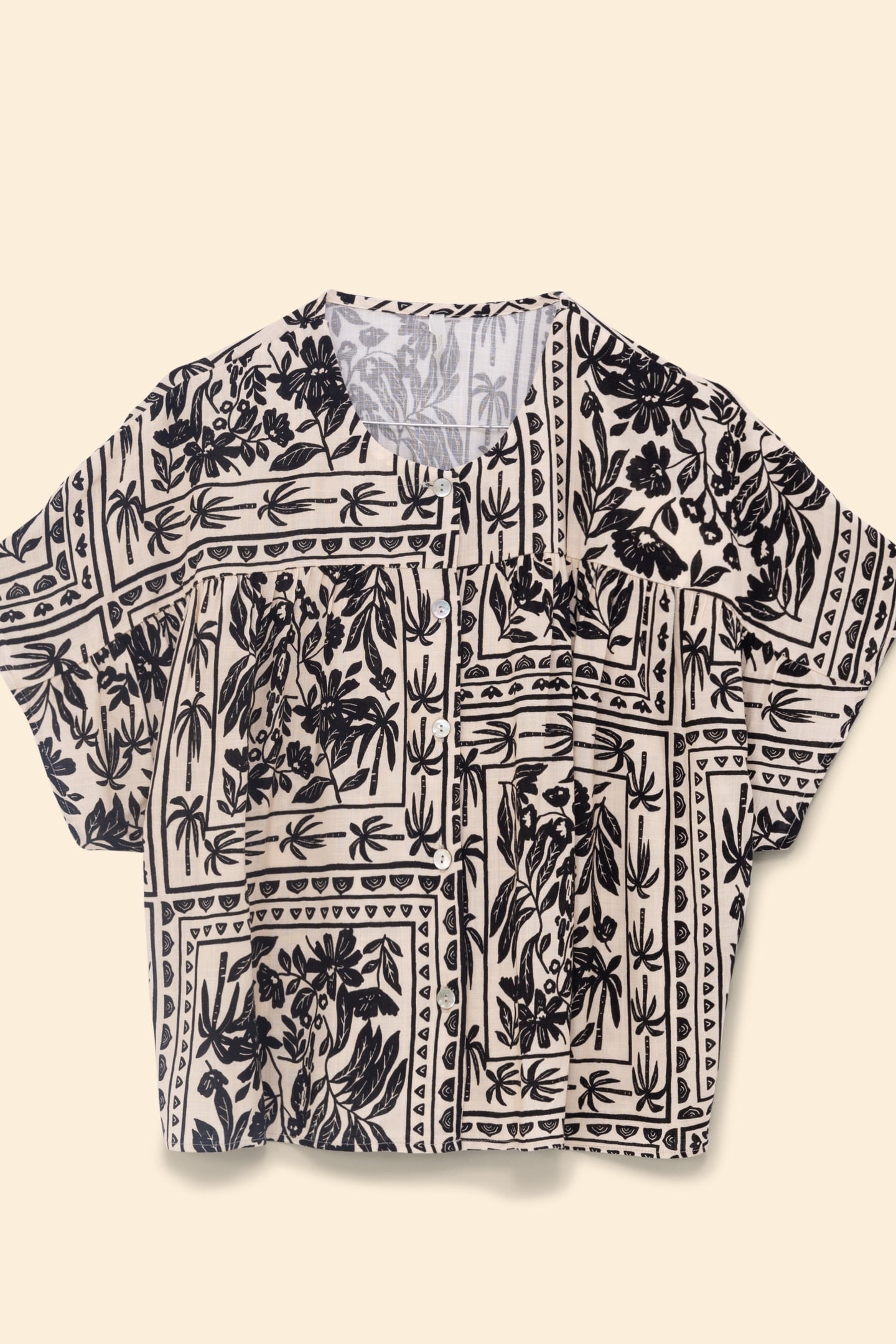 ECRU TOP WITH PLANT BANDANA PRINT ECRU 6