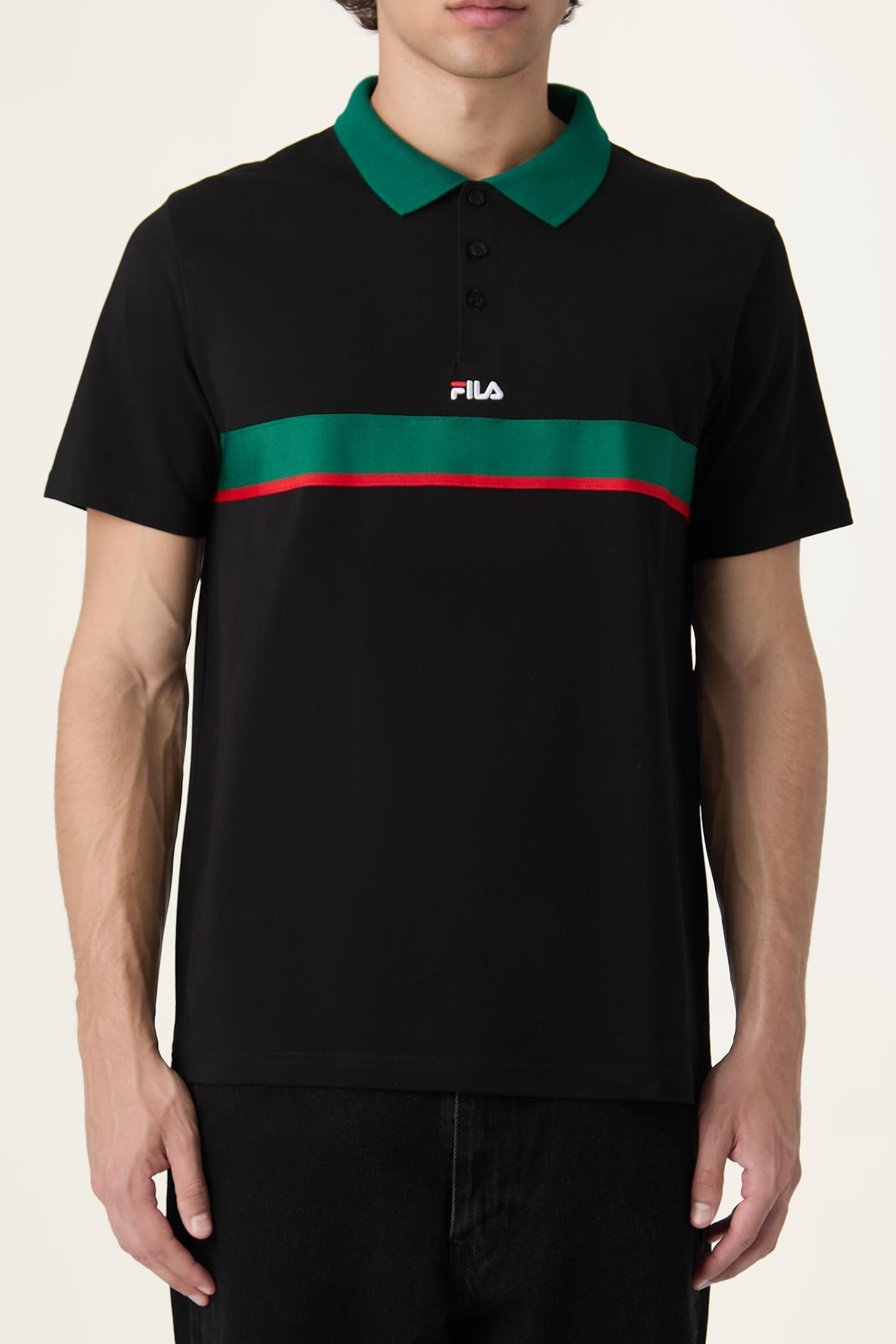 SAGANO RELAXED TAPED POLO SHIRT BLACK 1