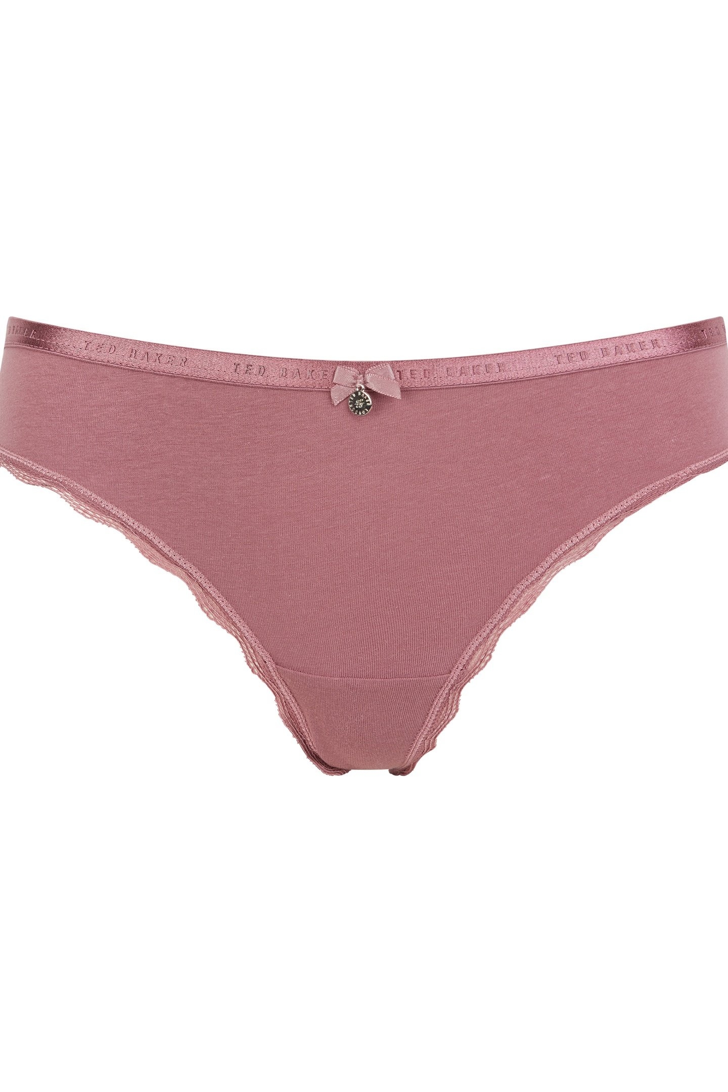 HARRIOT 3PK PLAIN BRIEF WITH LACE TRIM MAUVE WINE/ WISTFUL M 3