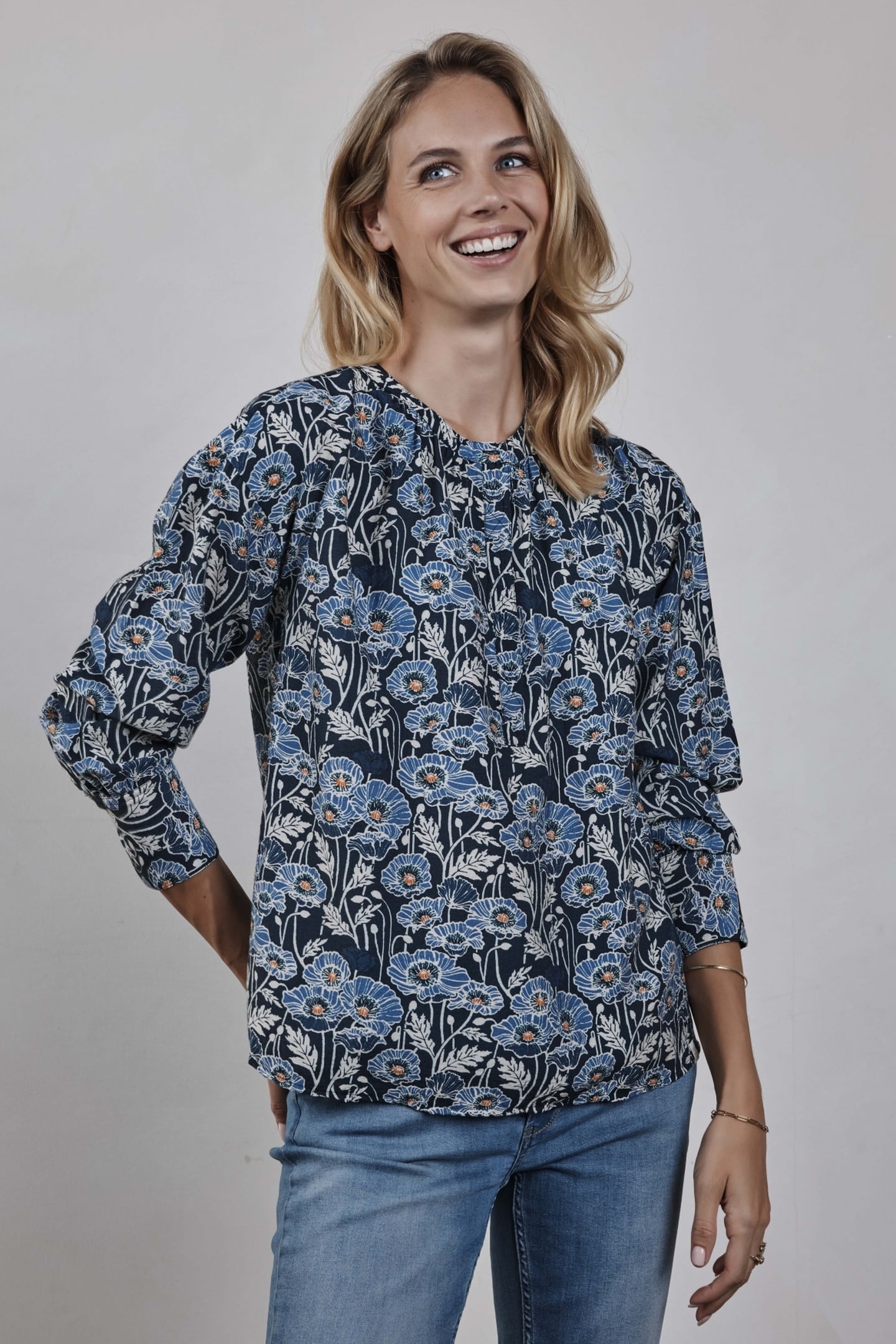 BLOUSE SARI BLUE LOTTI PRINT 3