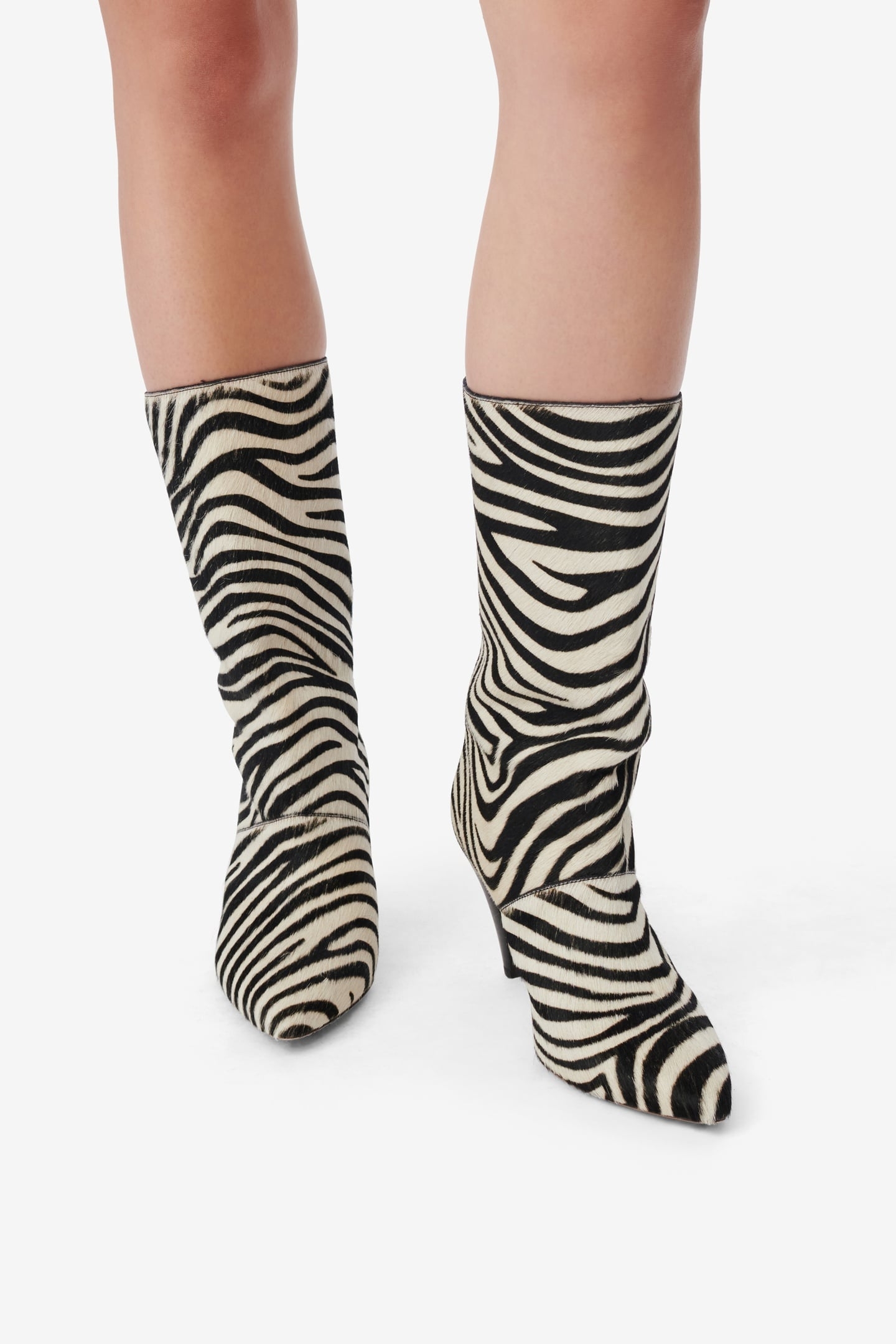 ULLI PONY ZEBRA LOW BOOTS BEIGE BLACK ZEBRA PONY 1
