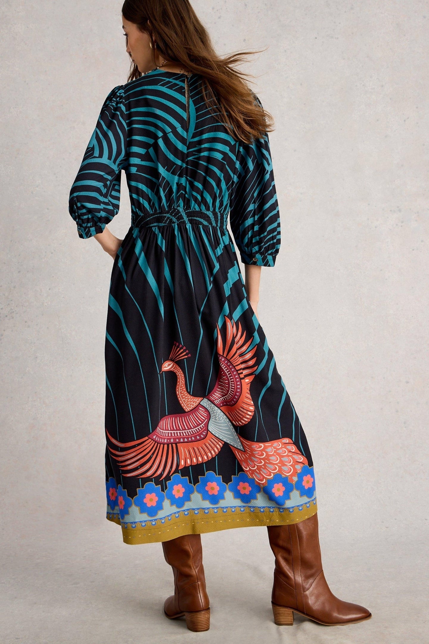 LUCY MIDI DRESS BLACK MULTI 2