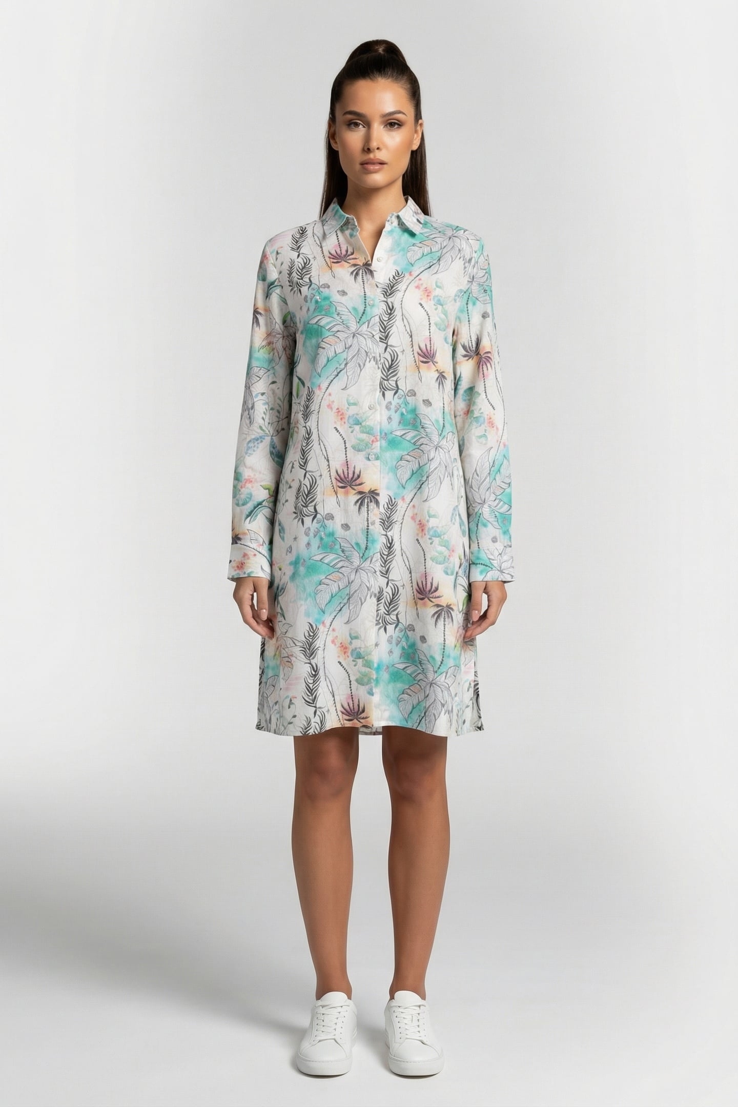 TUNIC CHILL OUT IN OFFWHITE WITH PALM FESTIVAL PRINT. 1