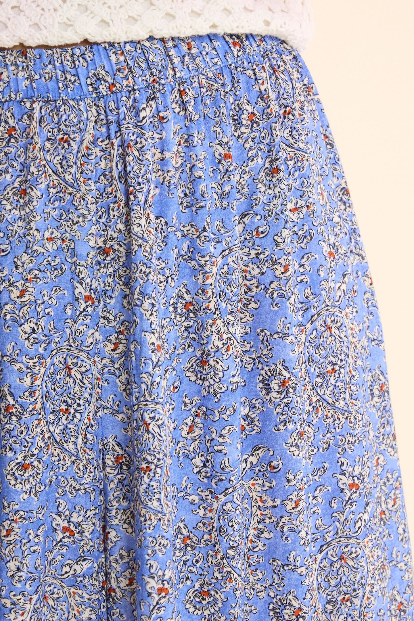 BLUE WIDE-LEG TROUSERS, PAISLEY FLORAL PRINT BLUE CERULEUM 5