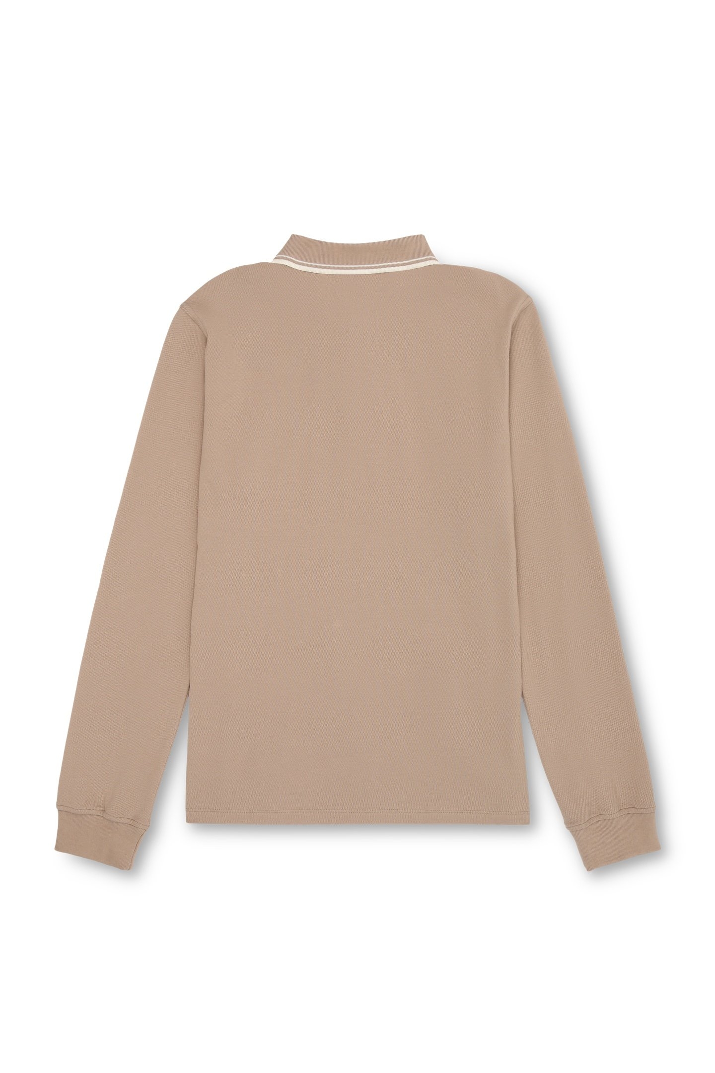 BIELLA REGULAR TIPPED LONG SLEEVE POLO SHIRT TAUPE GRAY 4