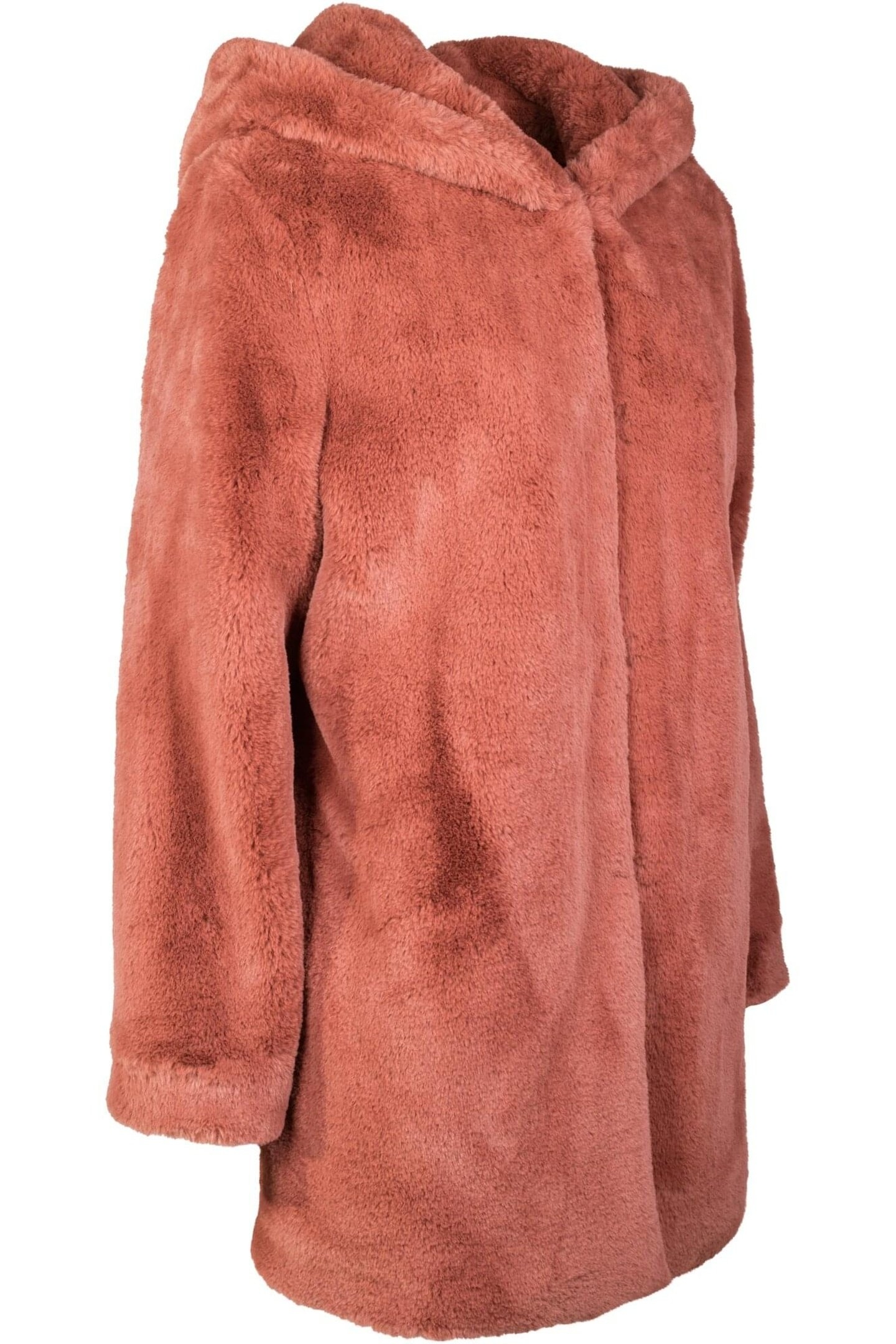 LADIES HOODED TEDDY COAT DARKROSE 5