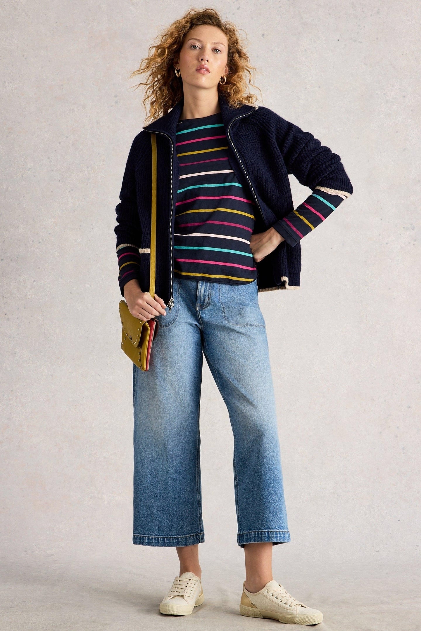 CLARA STRIPE LS TEE NAVY MULTI 1