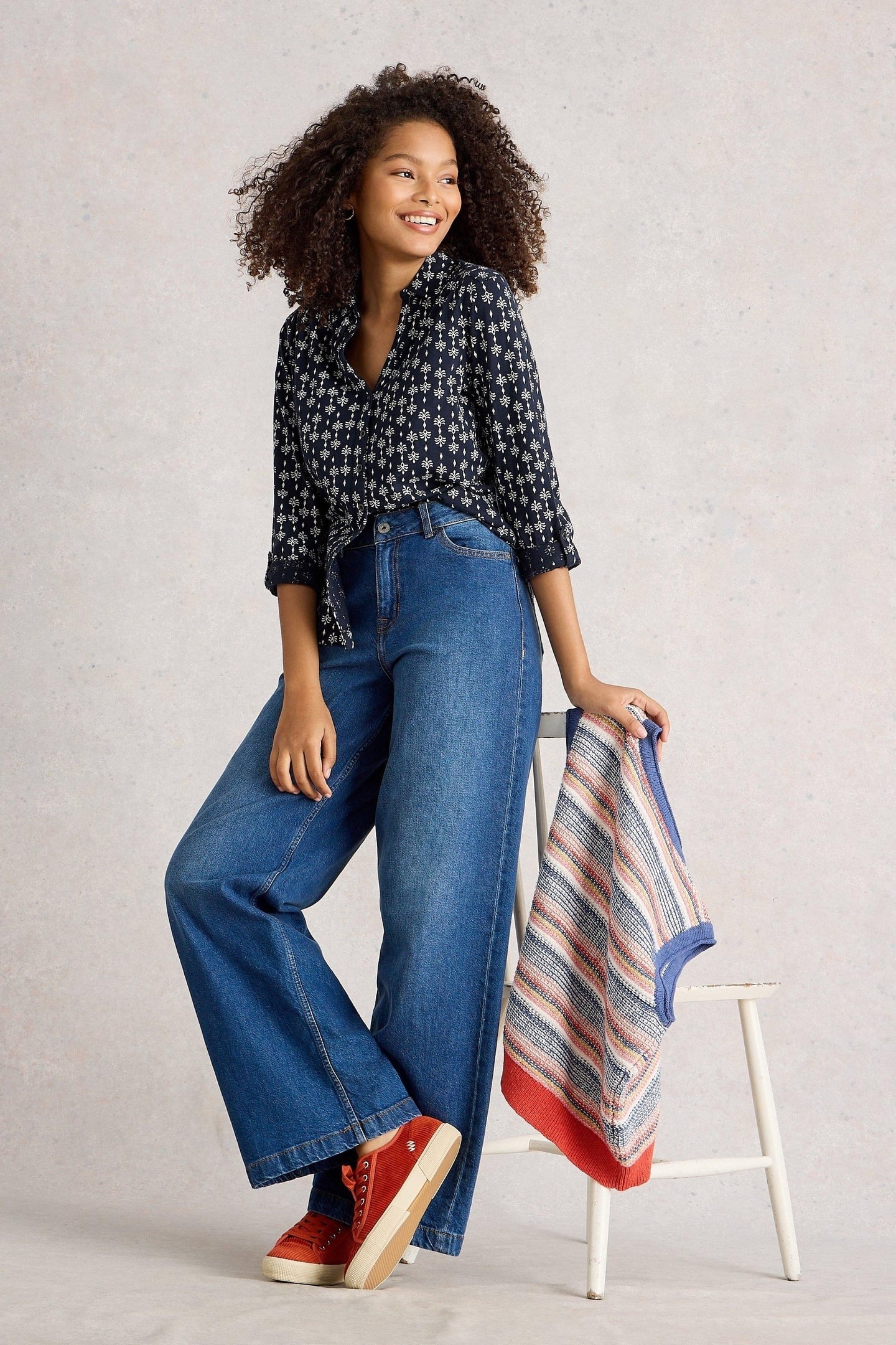 ANNIE JERSEY SHIRT NAVY PRINT 1