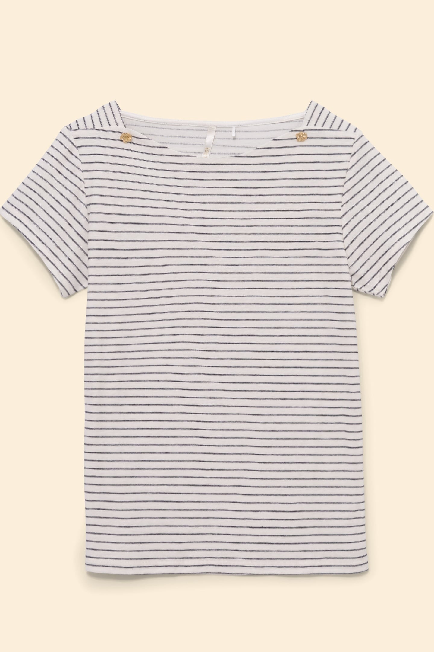 WHITE SAILOR STRIPE T-SHIRT WITH BUTTONS OFF-WHITE 5