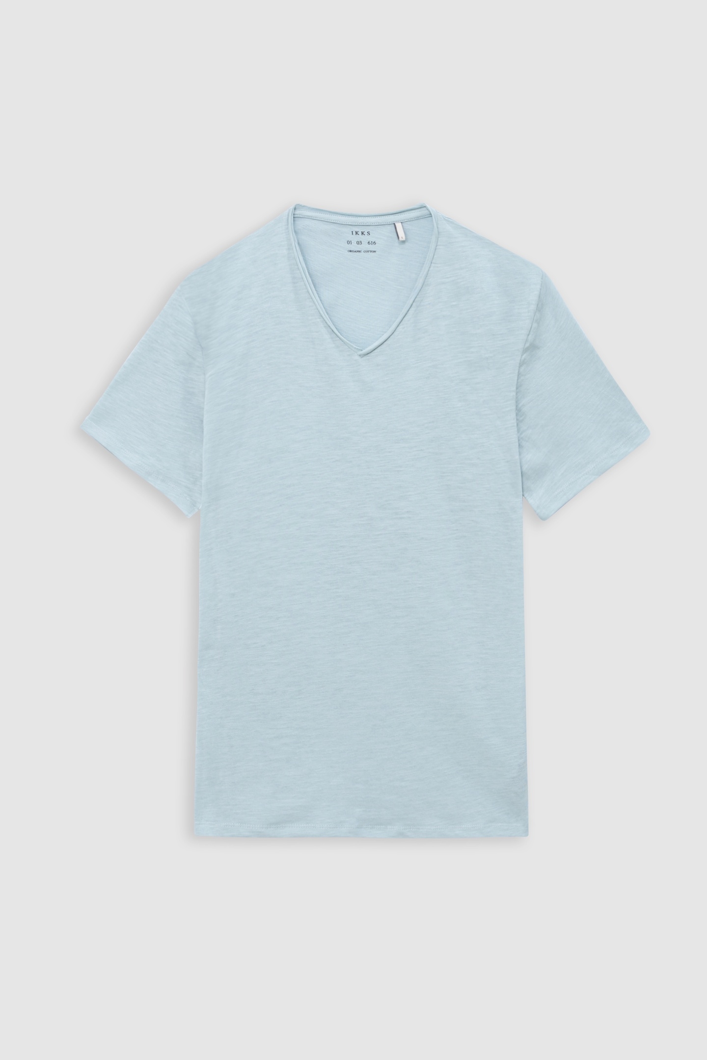 GREY BLUE ORGANIC COTTON ESSENTIAL V-NECK T-SHIRT 4