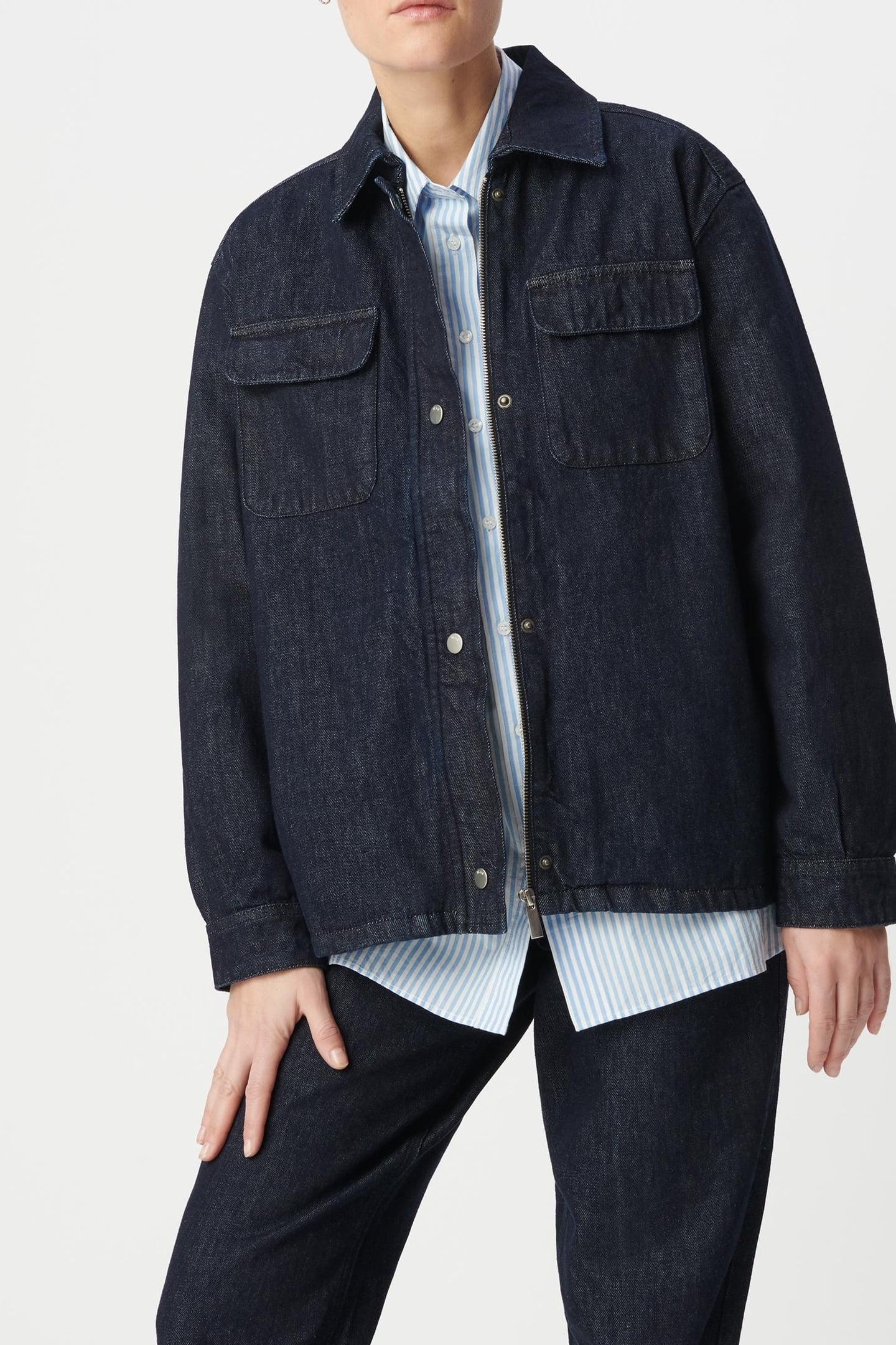 ZIPPED SAHARIENNE IN RAW DENIM AND RECYCLED COTTON 3