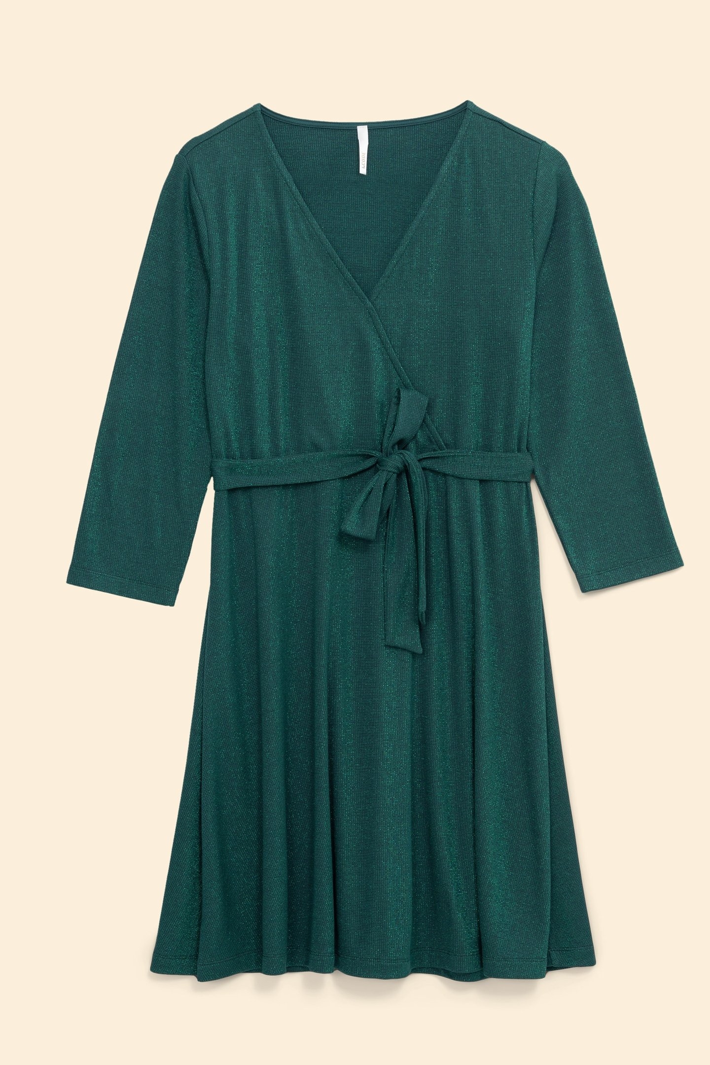 GREEN LUREX WAFFLE KNIT DRESS GREEN 4