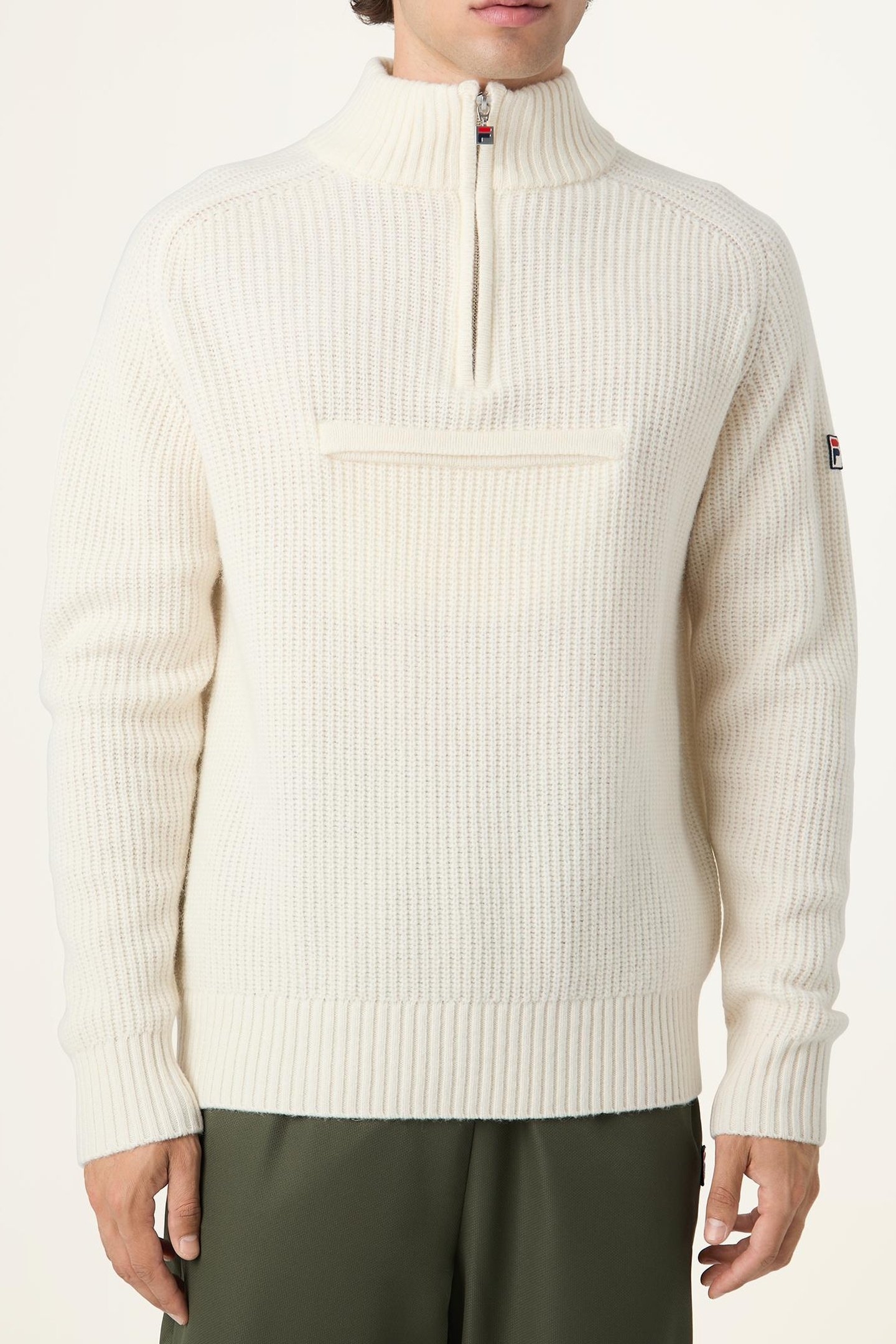 GIOVANNI RELAXED HALF-ZIP KNIT SAILING SWEATER EGRET 1