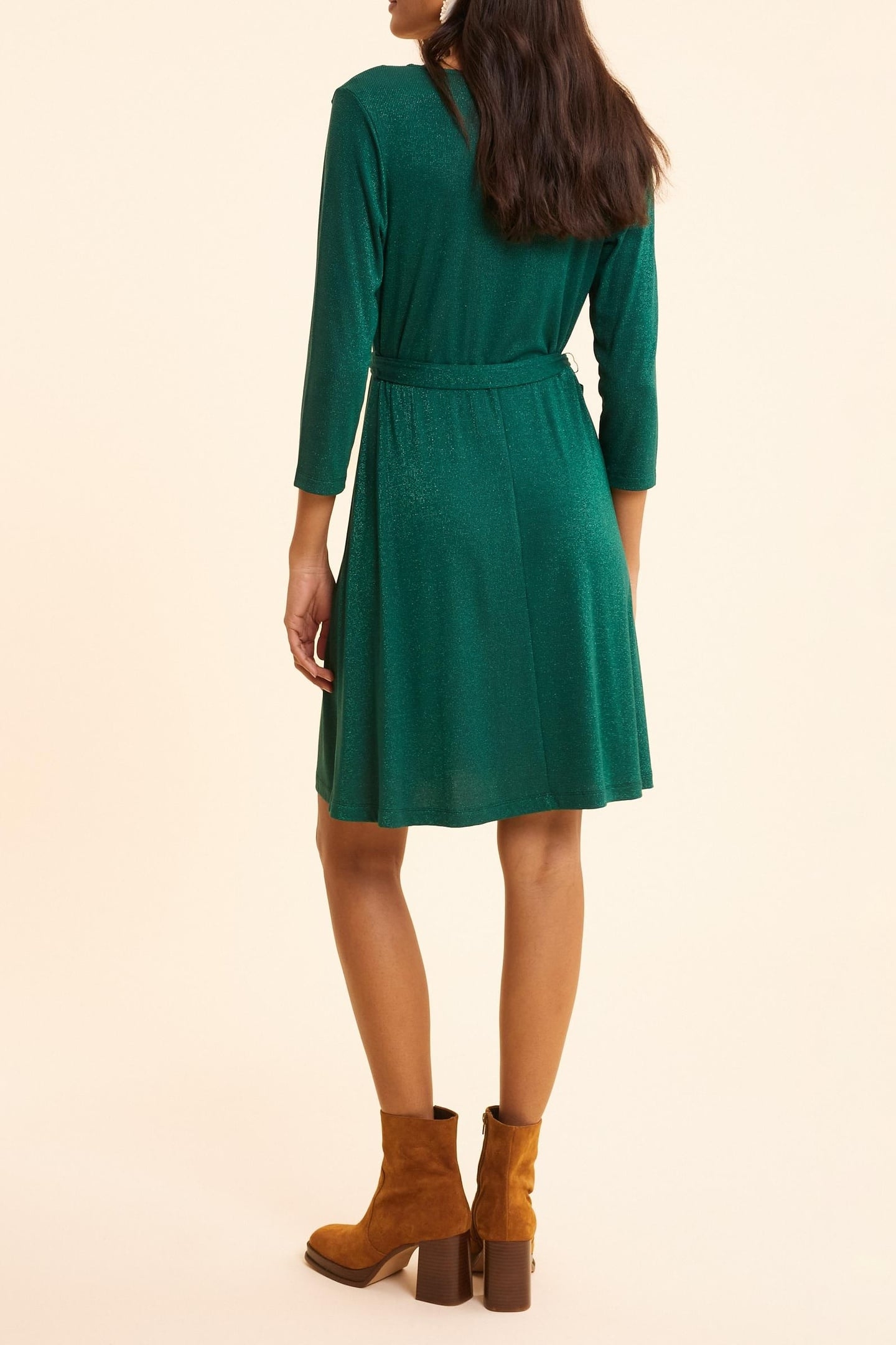 GREEN LUREX WAFFLE KNIT DRESS GREEN 3