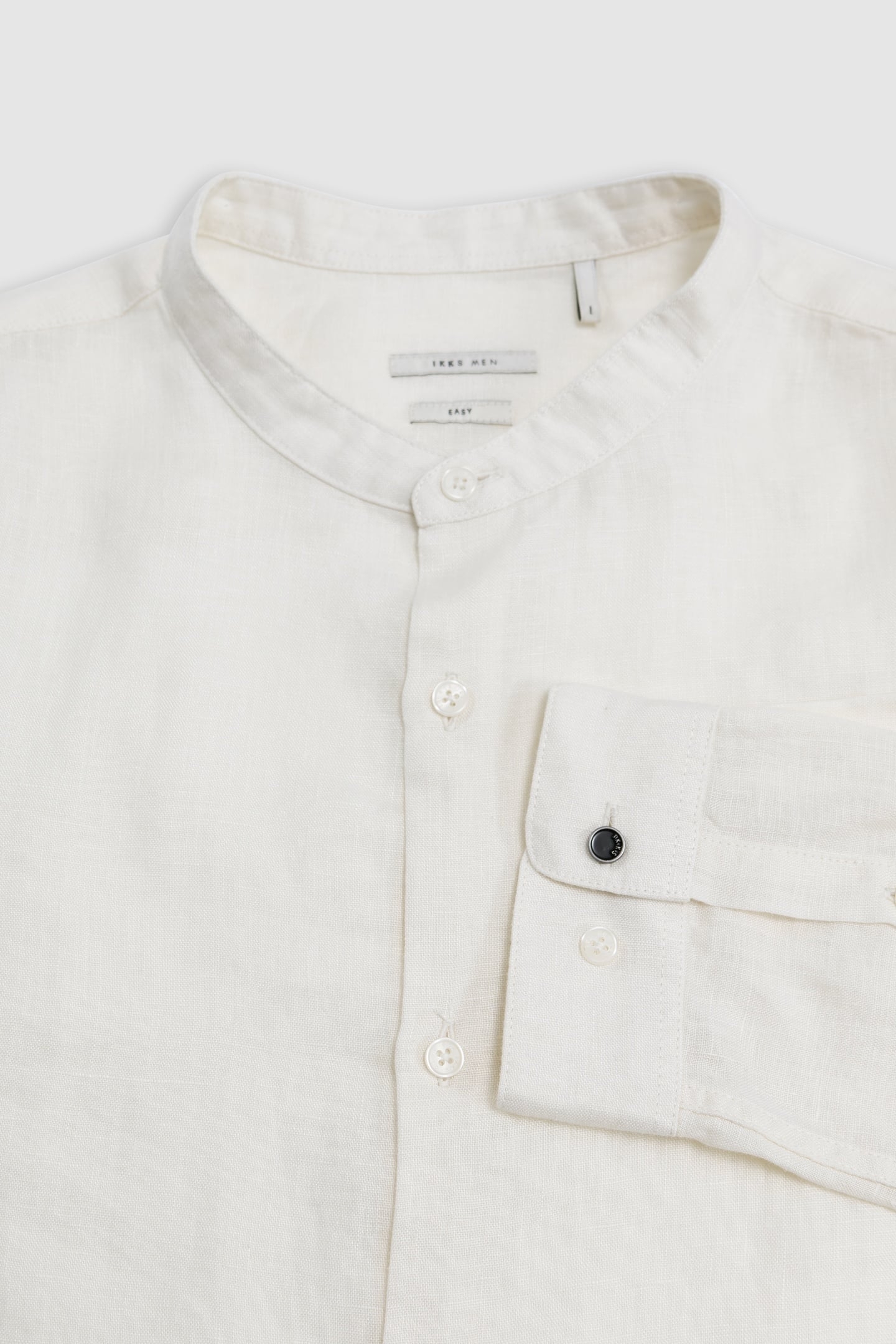 CHALK LINEN REGULAR SHIRT WITH MANDARIN COLLAR 6