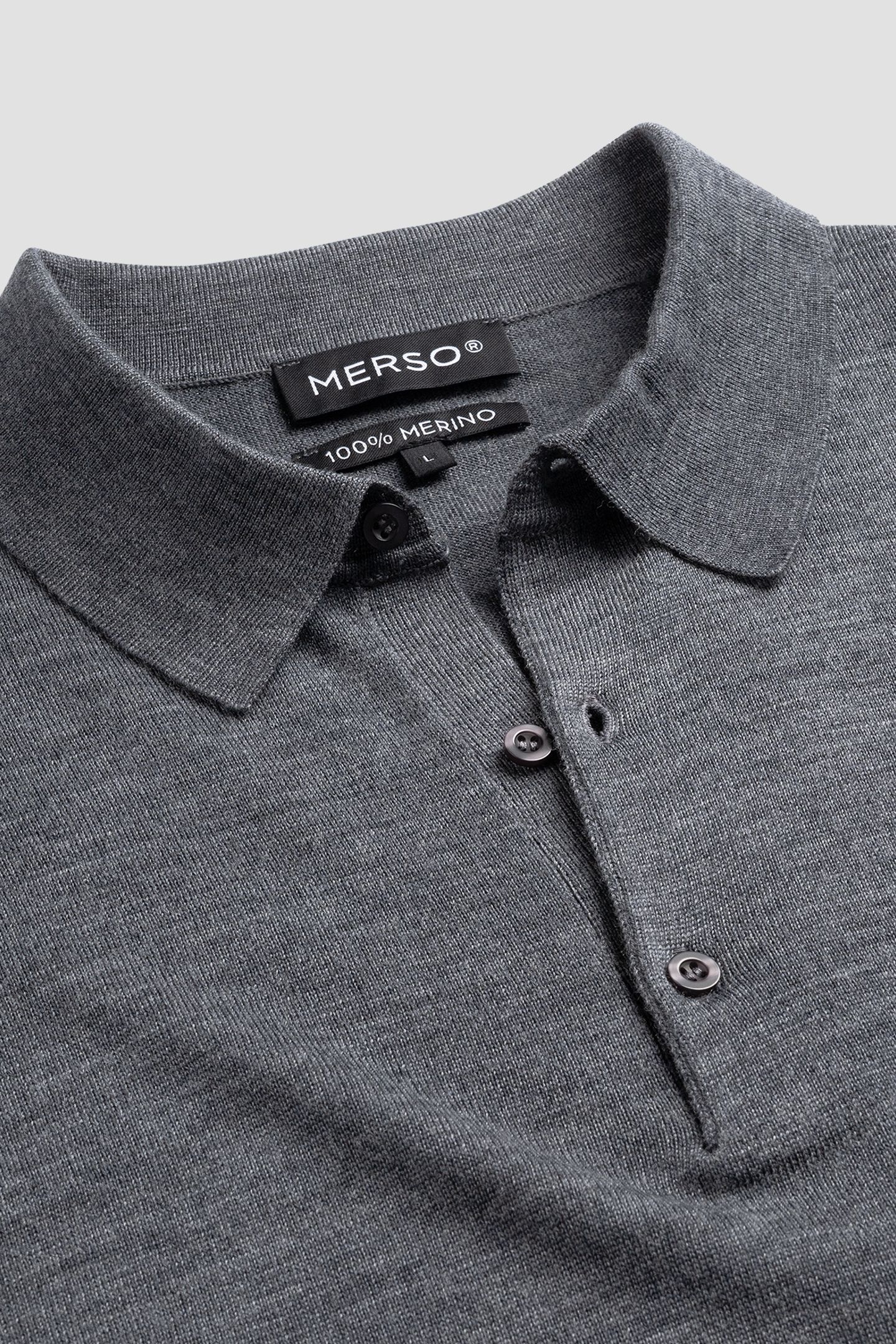 POLO LONG SLEEVE 100% MERINO STORM GREY 6